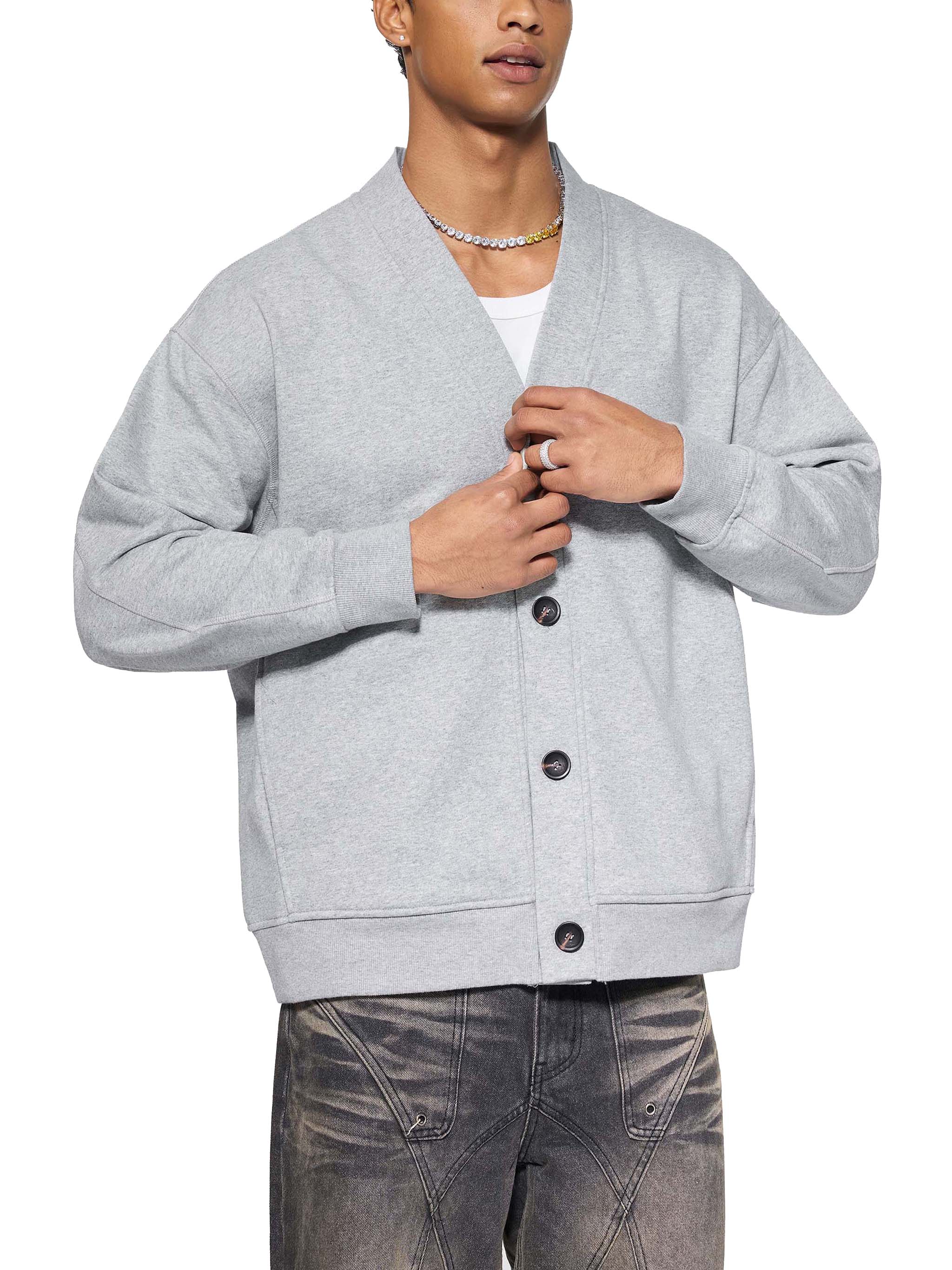 Essential Heavyweight Sweat Cardigan #RQ0024 | TAPSTITCH