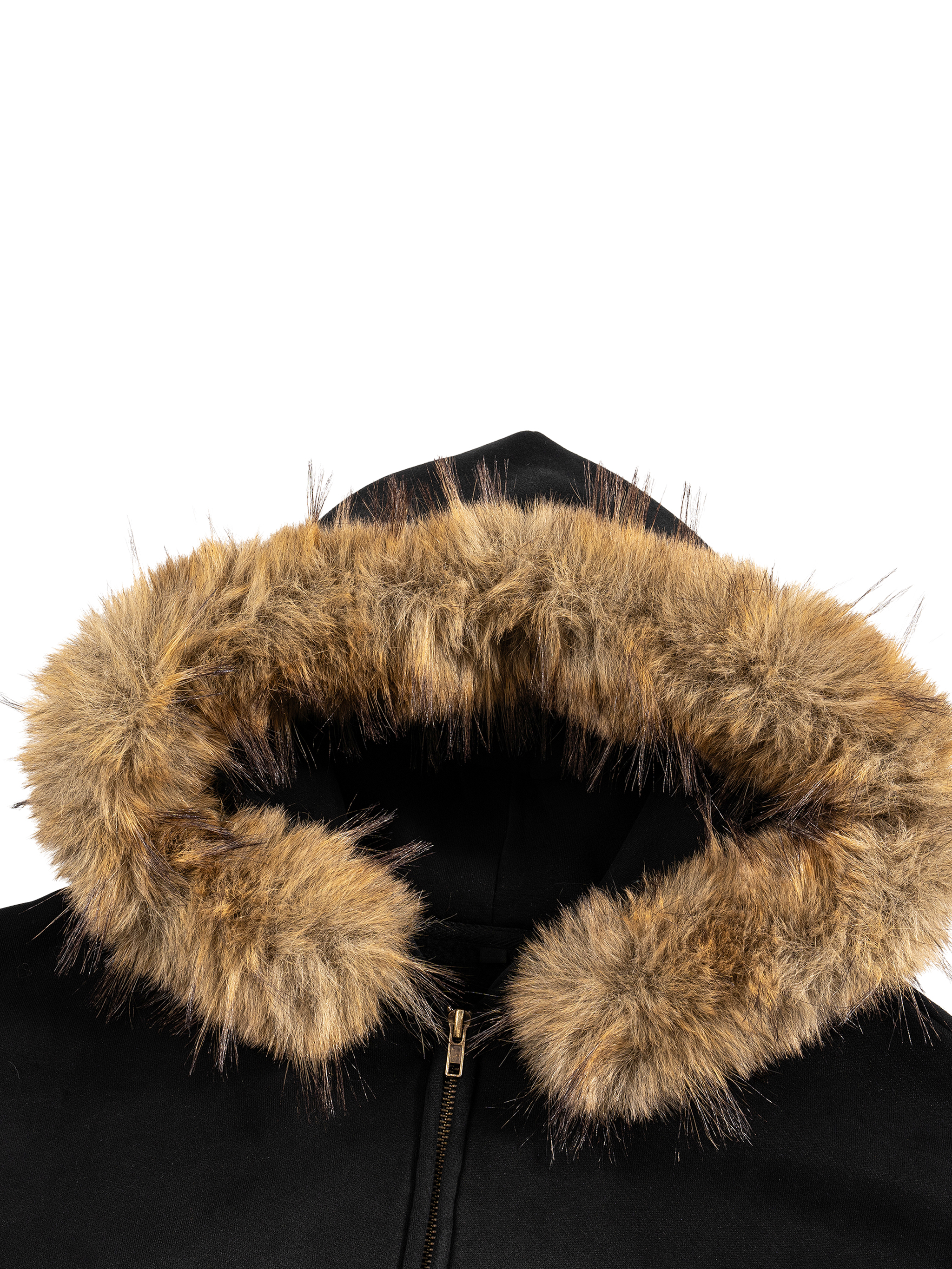 Sun Fade Boxy Detachable Fur Hoodie #RQ0027 | TAPSTITCH