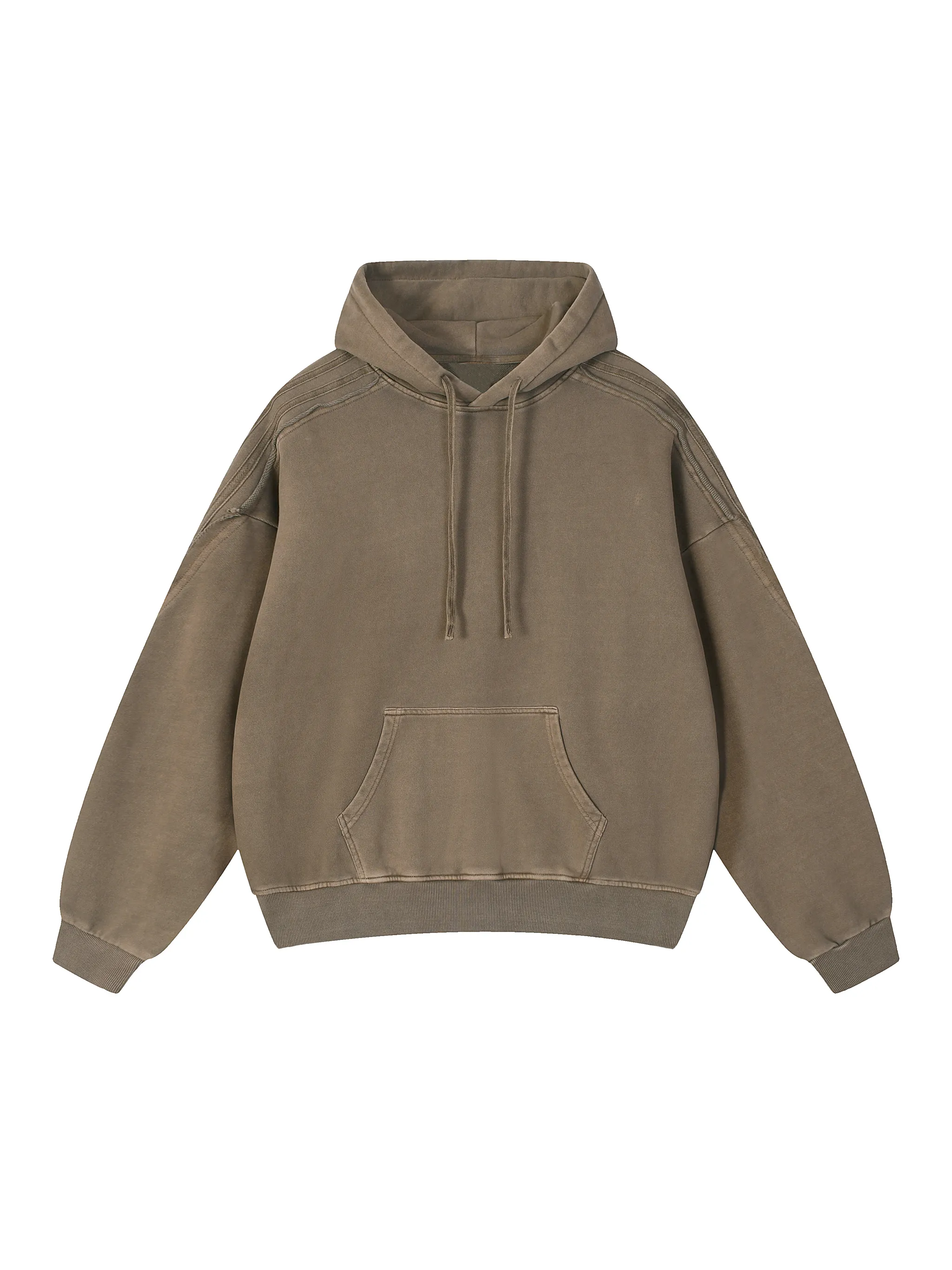 Snow Washed Tape Raw Edge Hoodie - Main Image