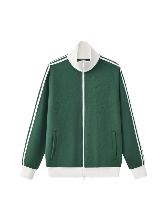 Contrast Side Stripe Fleece Track Jacket