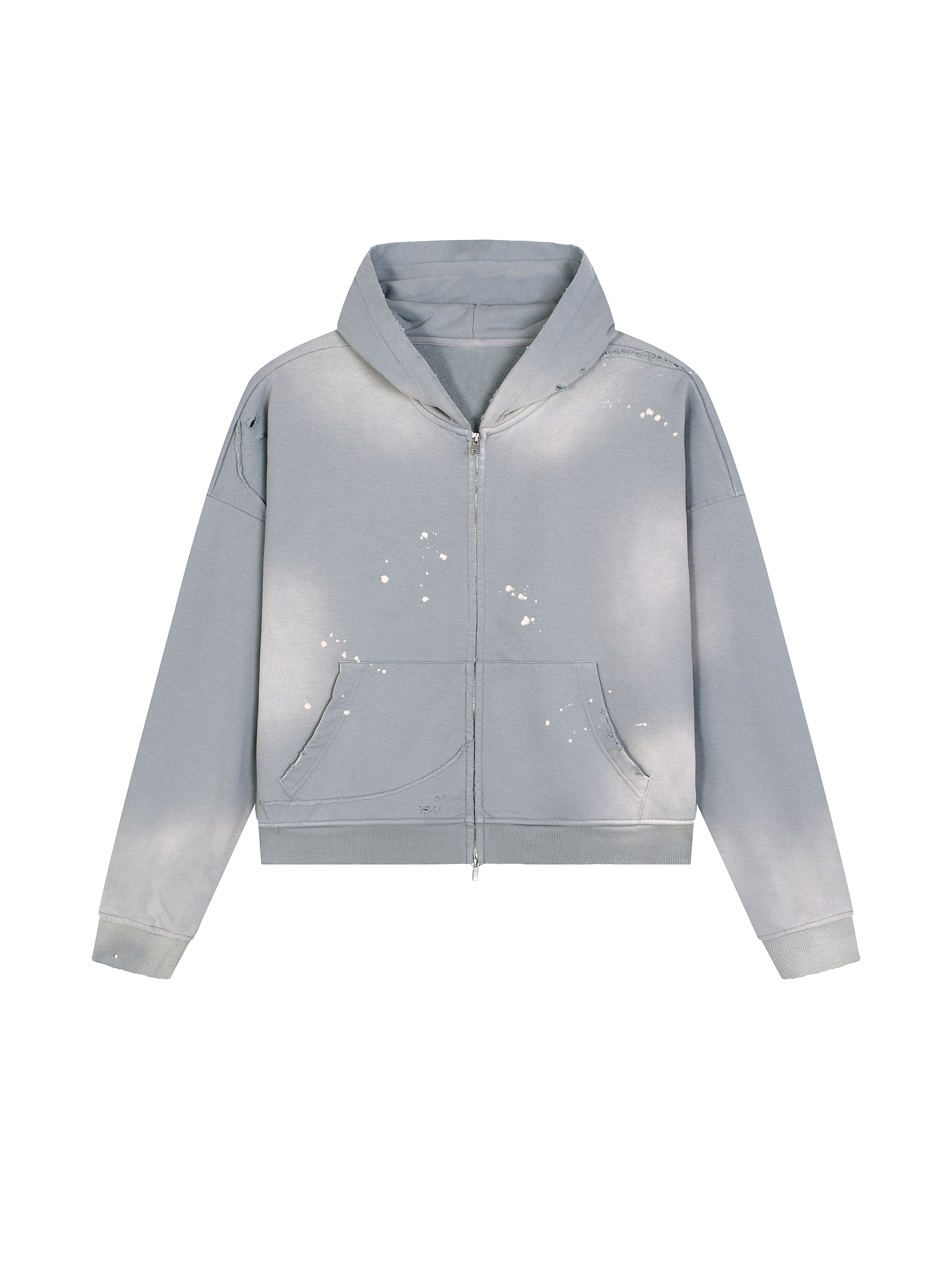 Sunfade × Aging Loose Zip Up Hoodie Streetwear 500 GSM Oversized Vintage Acid Washed Zip up Sun Faded