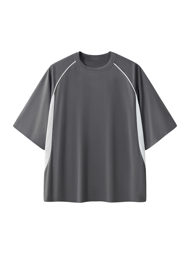 Contrast Piping Panel Raglan T-Shirt