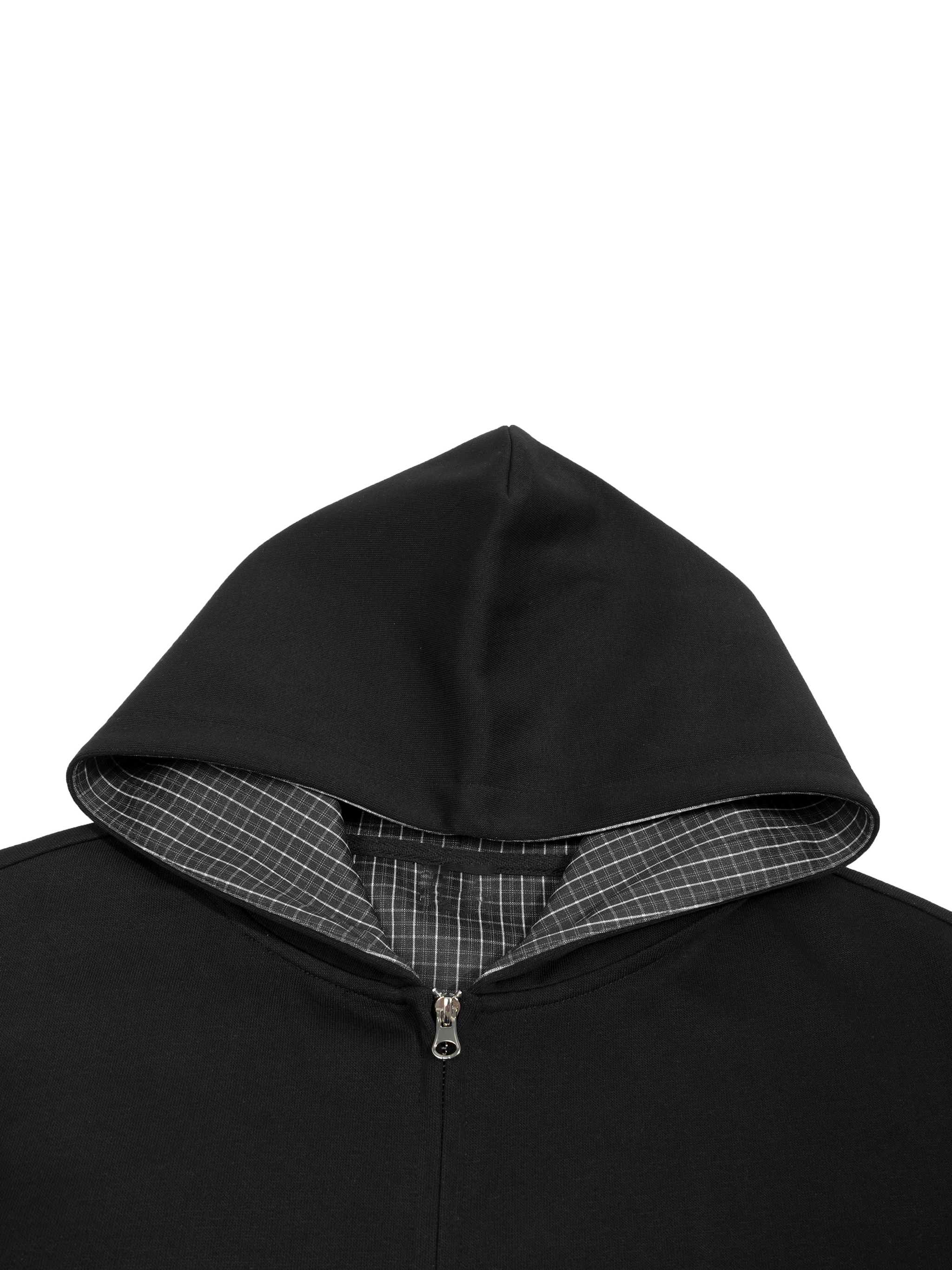 Contrast Plaid Boxy Zip Hoodie #RQ0049 | TAPSTITCH
