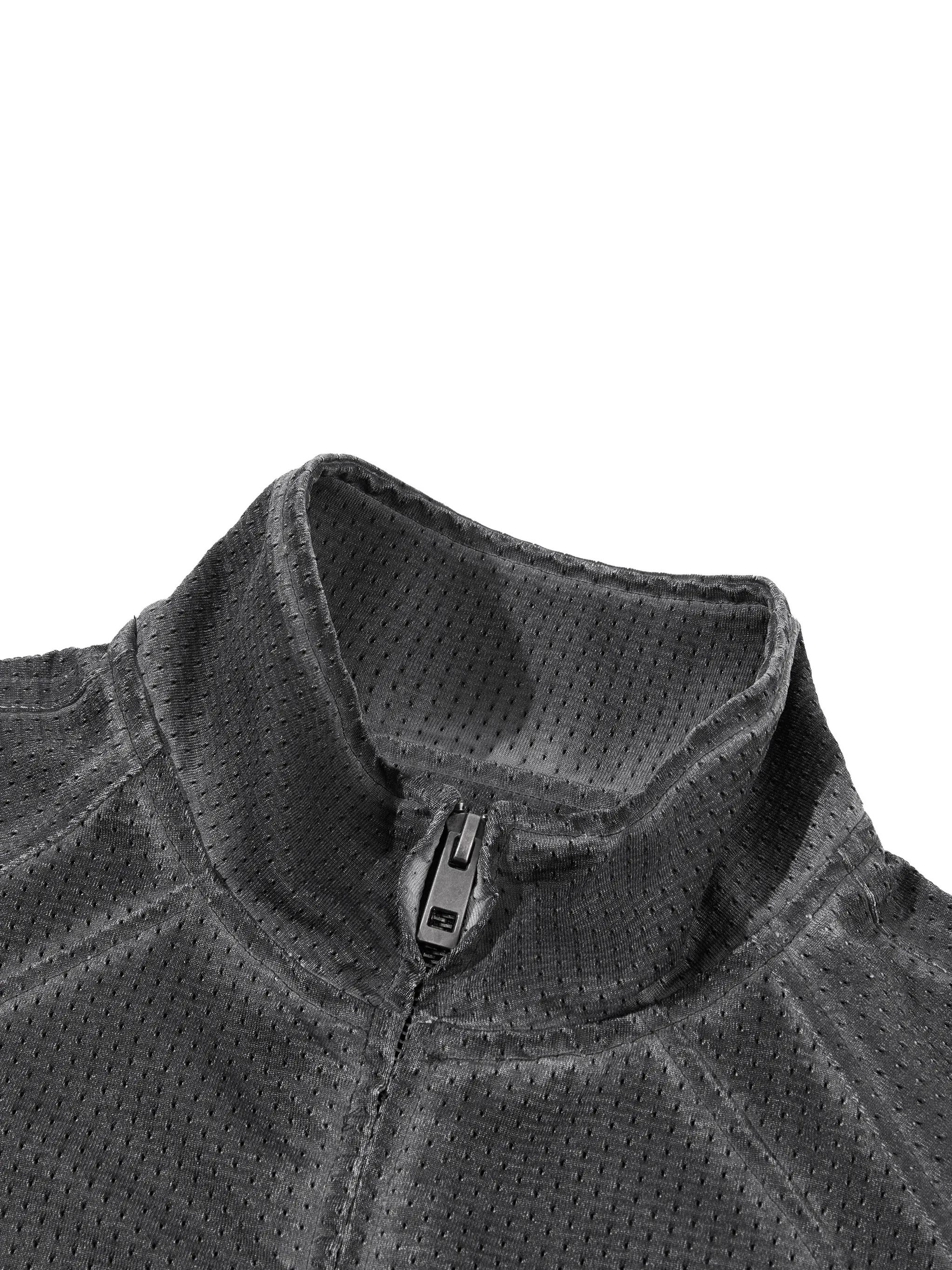 Unisex Vintage Wash Full Zip Mesh Jacket