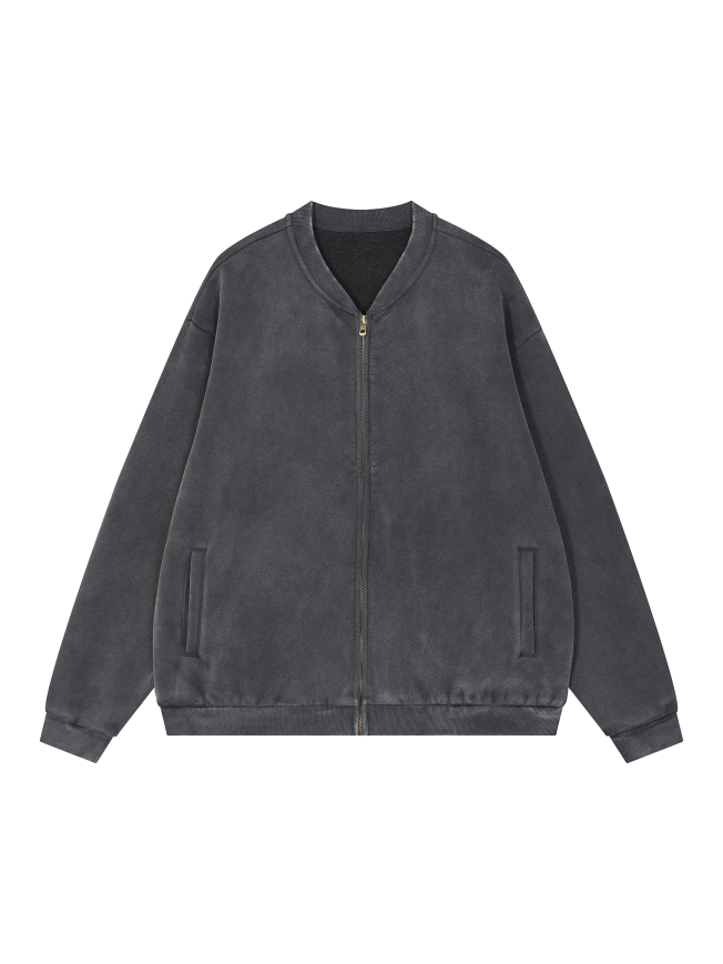 Vintage Washed Fleece Baseball Jacket