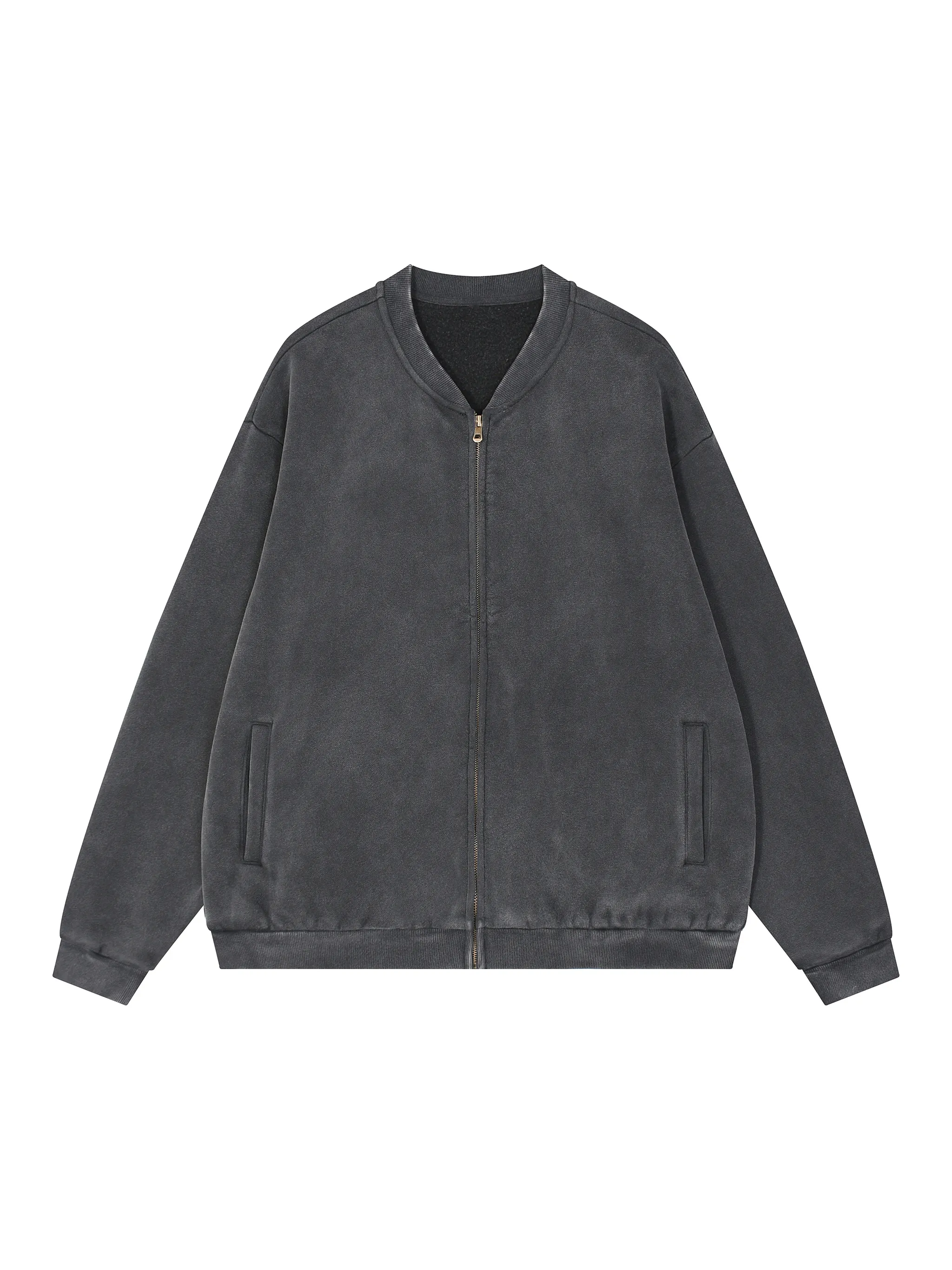 Vintage Washed Fleece Baseball Jacket