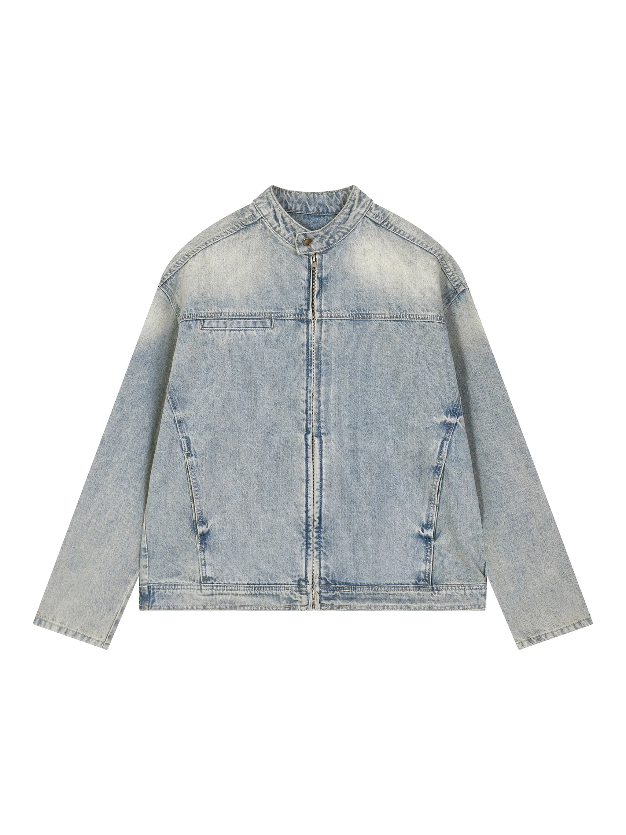 Vintage Wash Zip Denim Jacket - Main Image