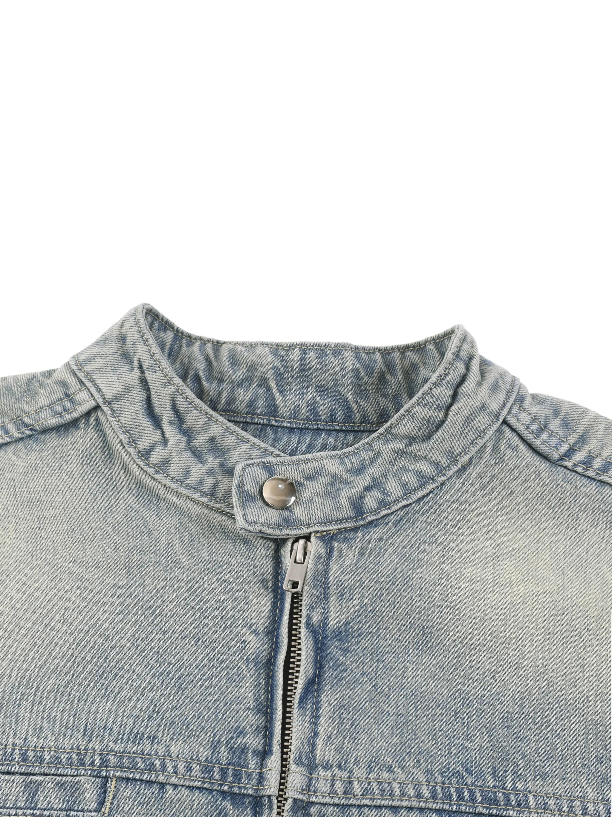 Vintage Wash Zip Denim Jacket