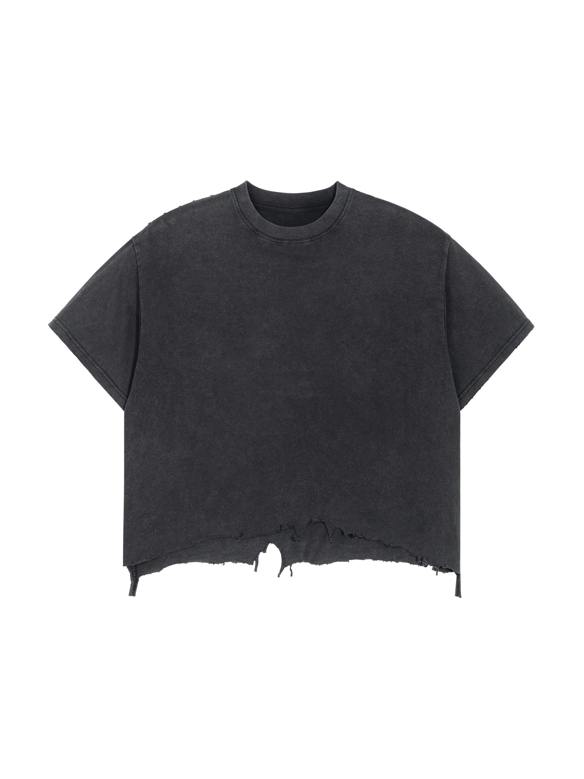 Vintage Wash Boxy Distressed Hem T-Shirt #RT0077 | TAPSTITCH