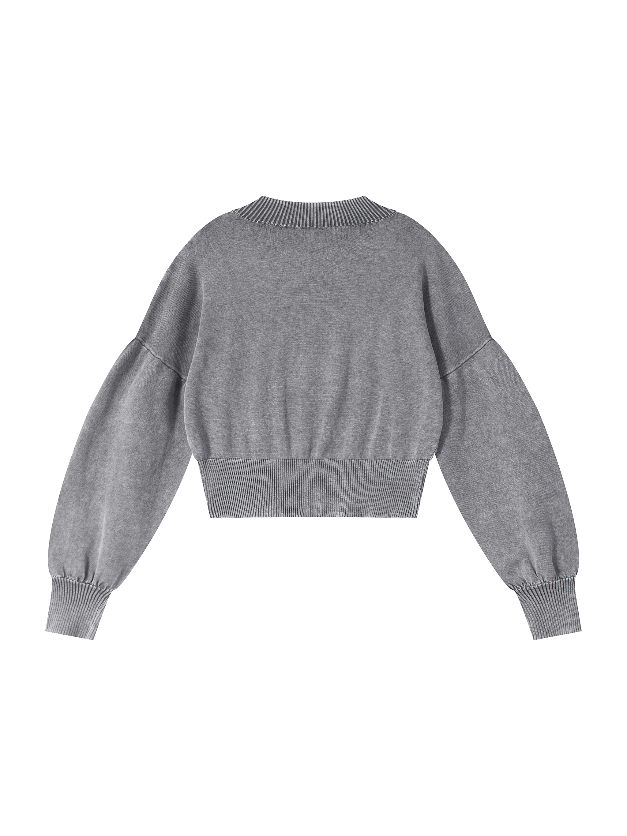 Mineral Wash Balloon Sleeve Cropped Sweater #WM0001 | TAPSTITCH
