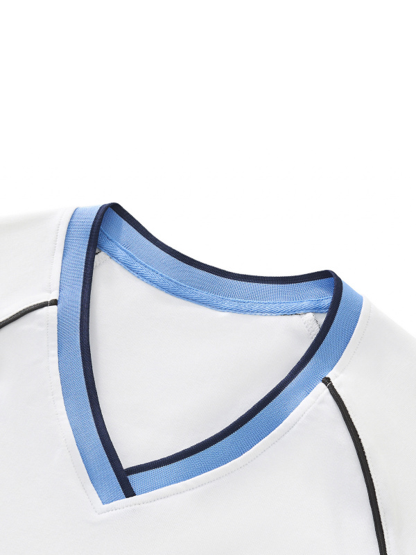 Contrast Trim V-Neck Crop T-Shirt