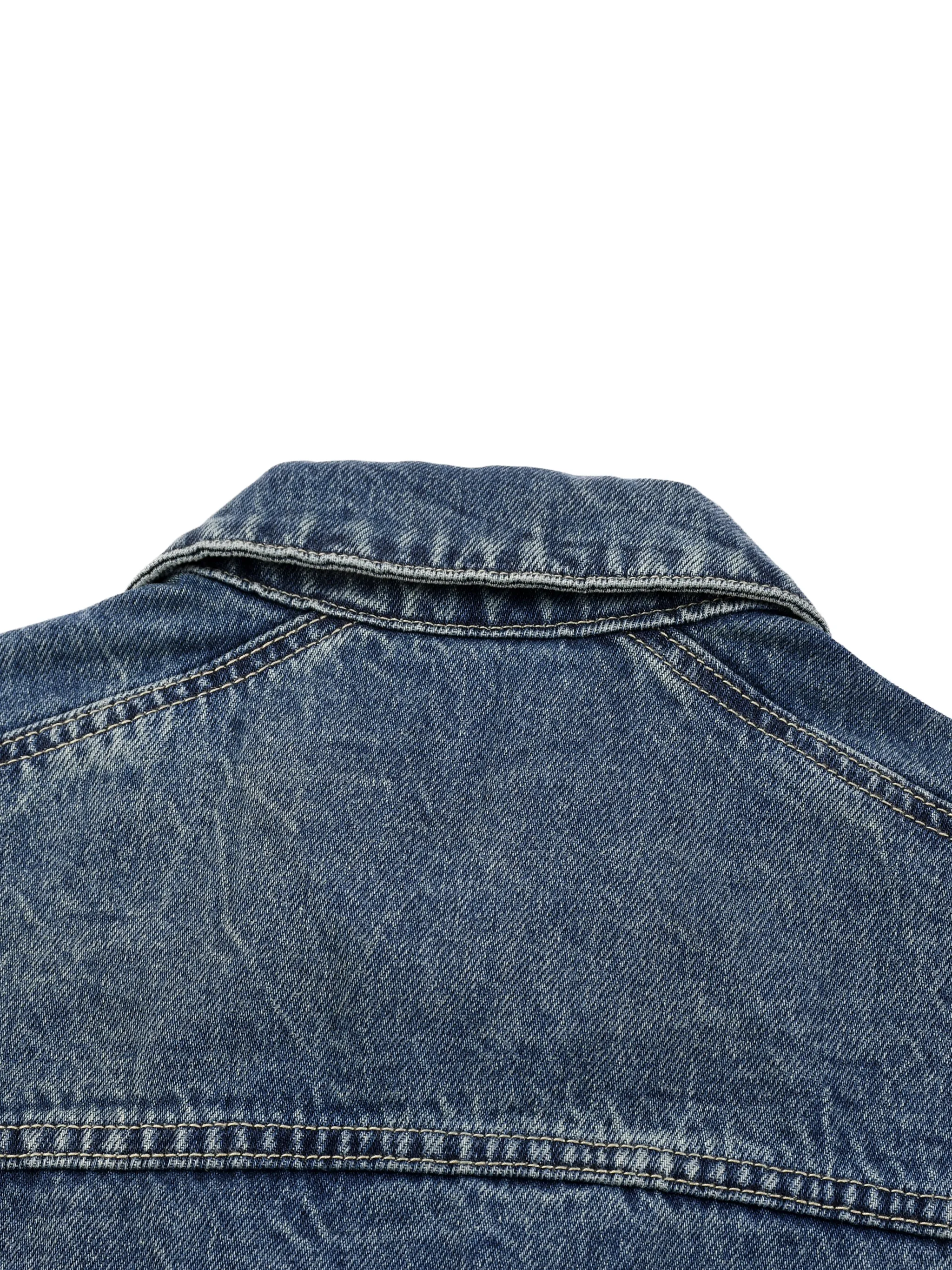 Vintage Wash Zip Up Denim Jacket