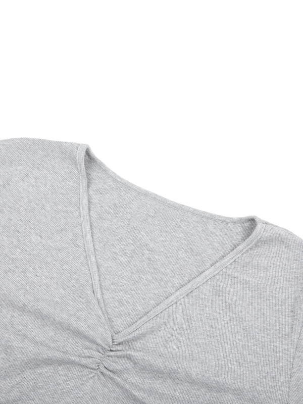 Women's Ruched Long Sleeve Crop T-Shirt