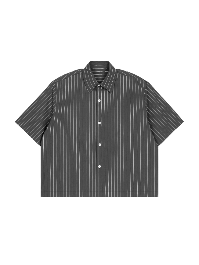 Unisex Striped Boxy Button-Up Shirt
