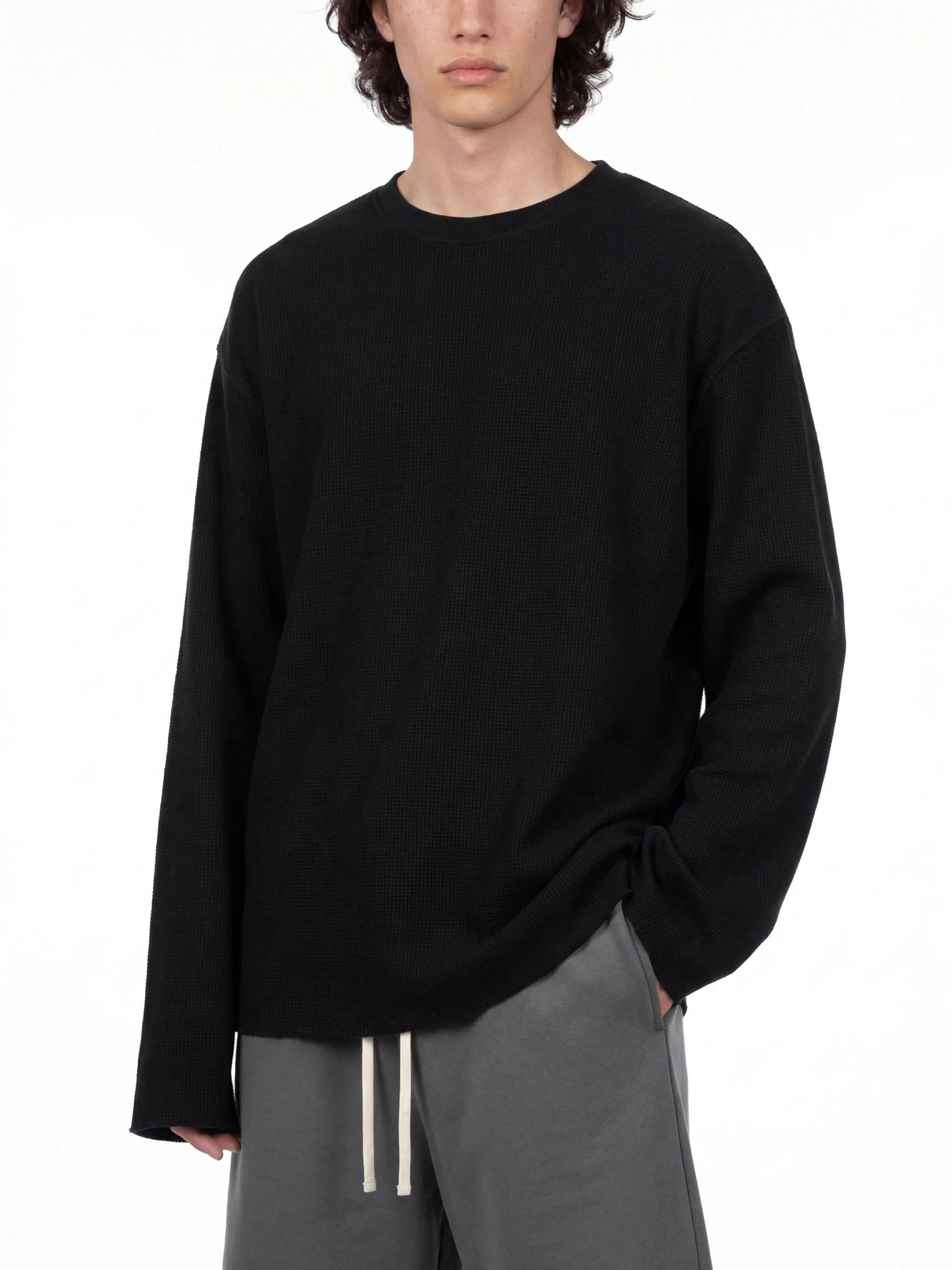 Unisex Waffle Raw Edge T-Shirt