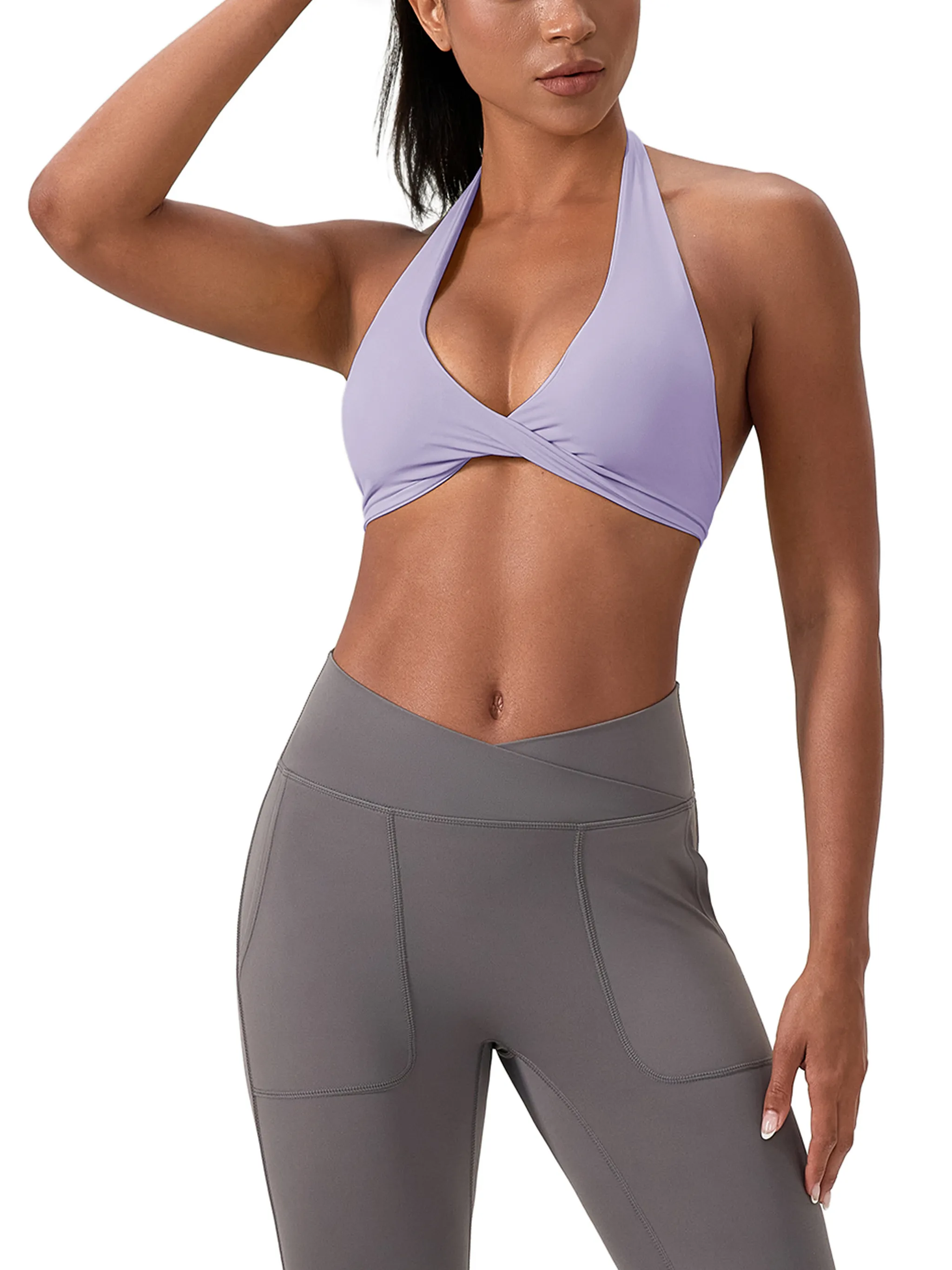 Women's Pleated Halter Sports Bra