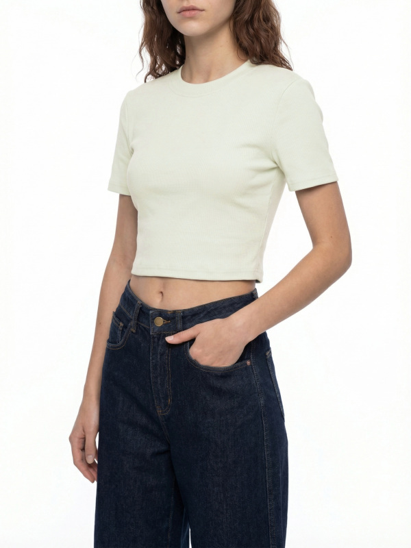 Women's Slim Ribbed Crop T-Shirt