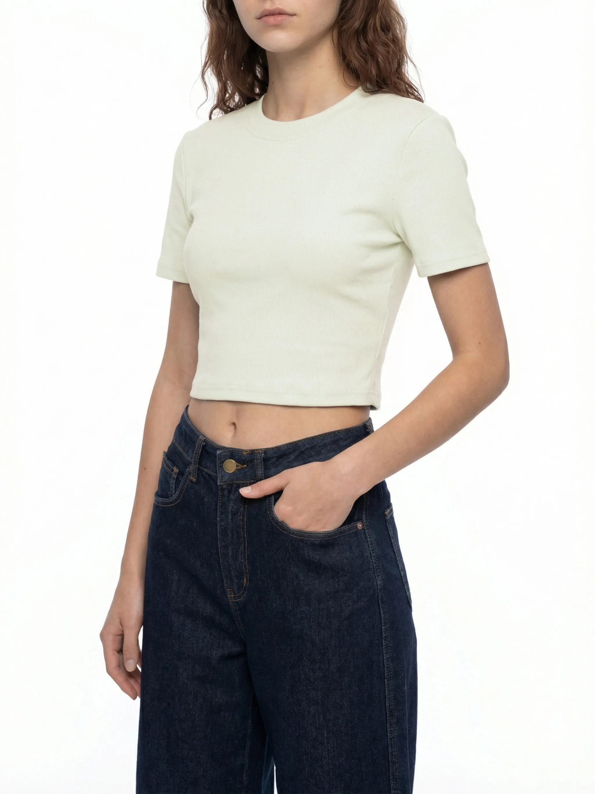 Women's Slim Ribbed Crop T-Shirt