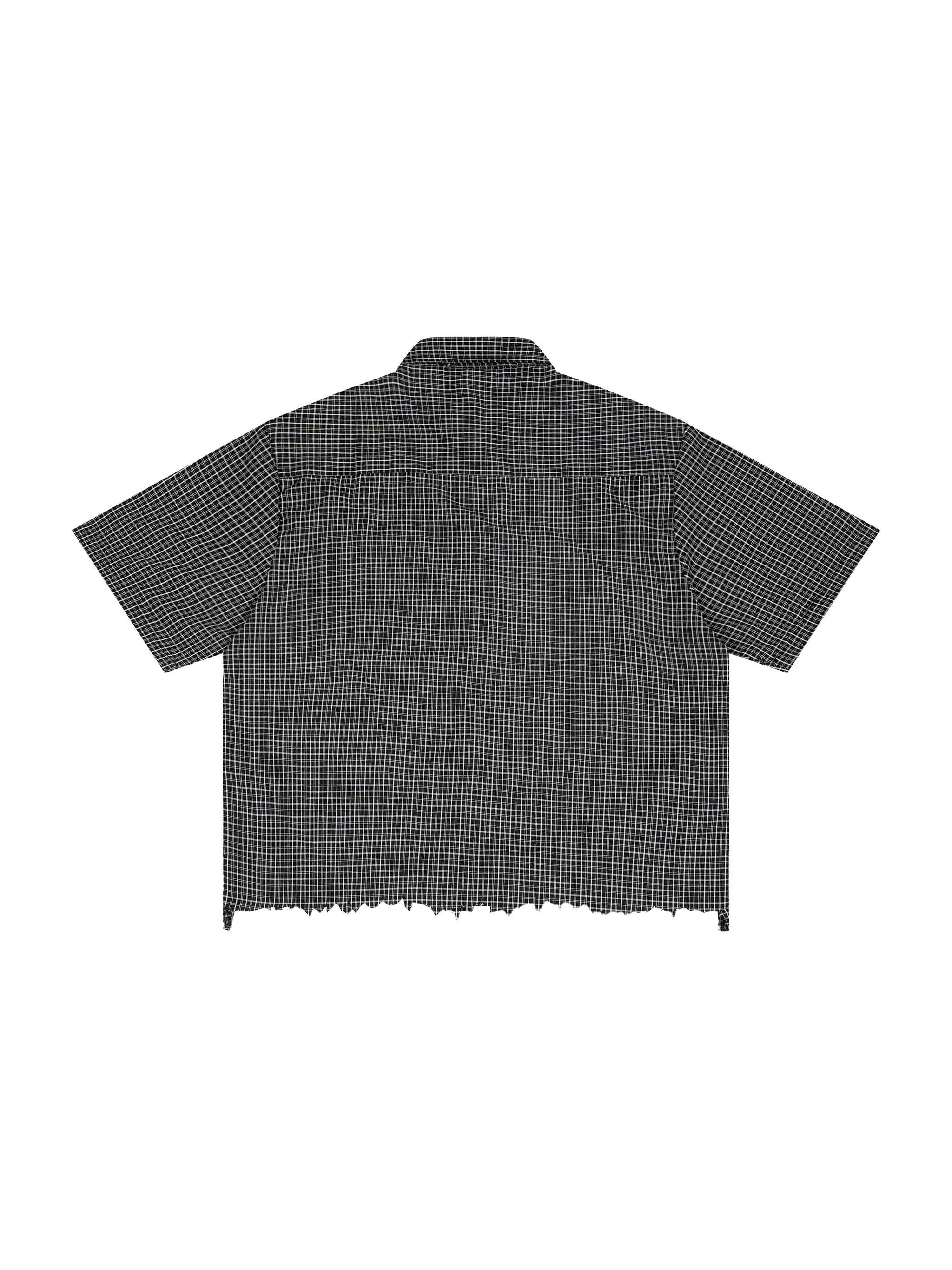Unisex Distressed Plaid Boxy Shirt