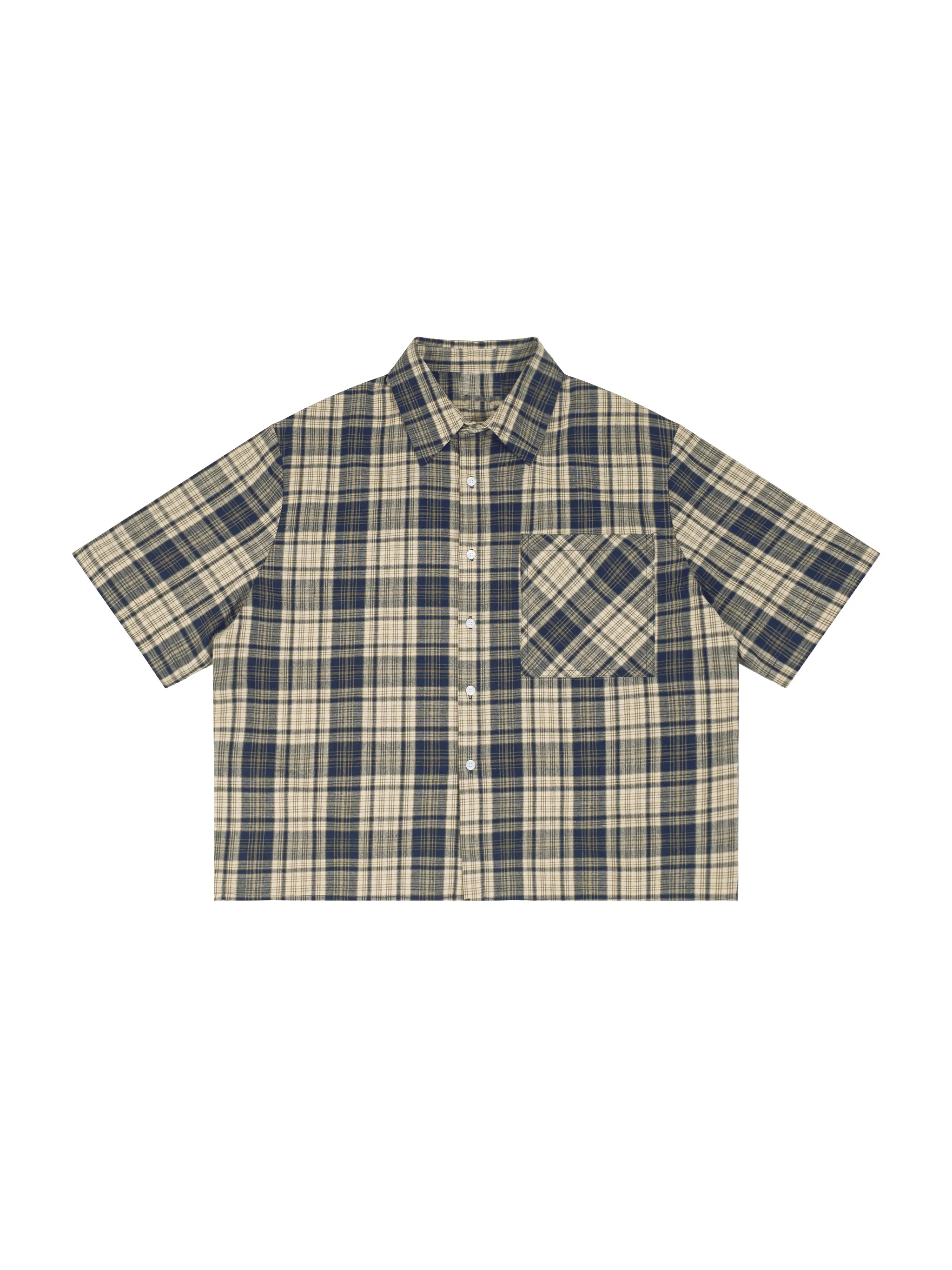 Unisex Plaid Boxy Short Sleeve Shirt