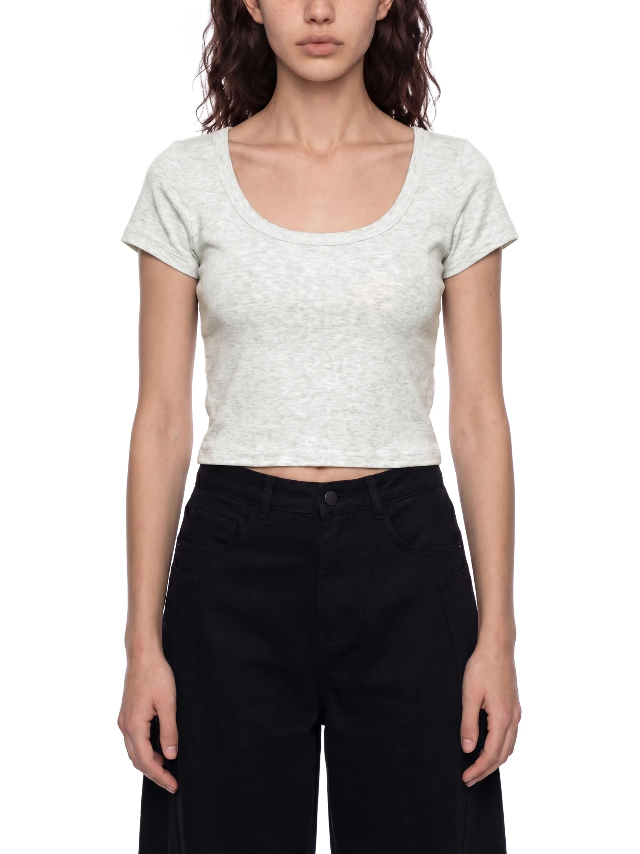 Women's Solid Color Slim Crop T-Shirt