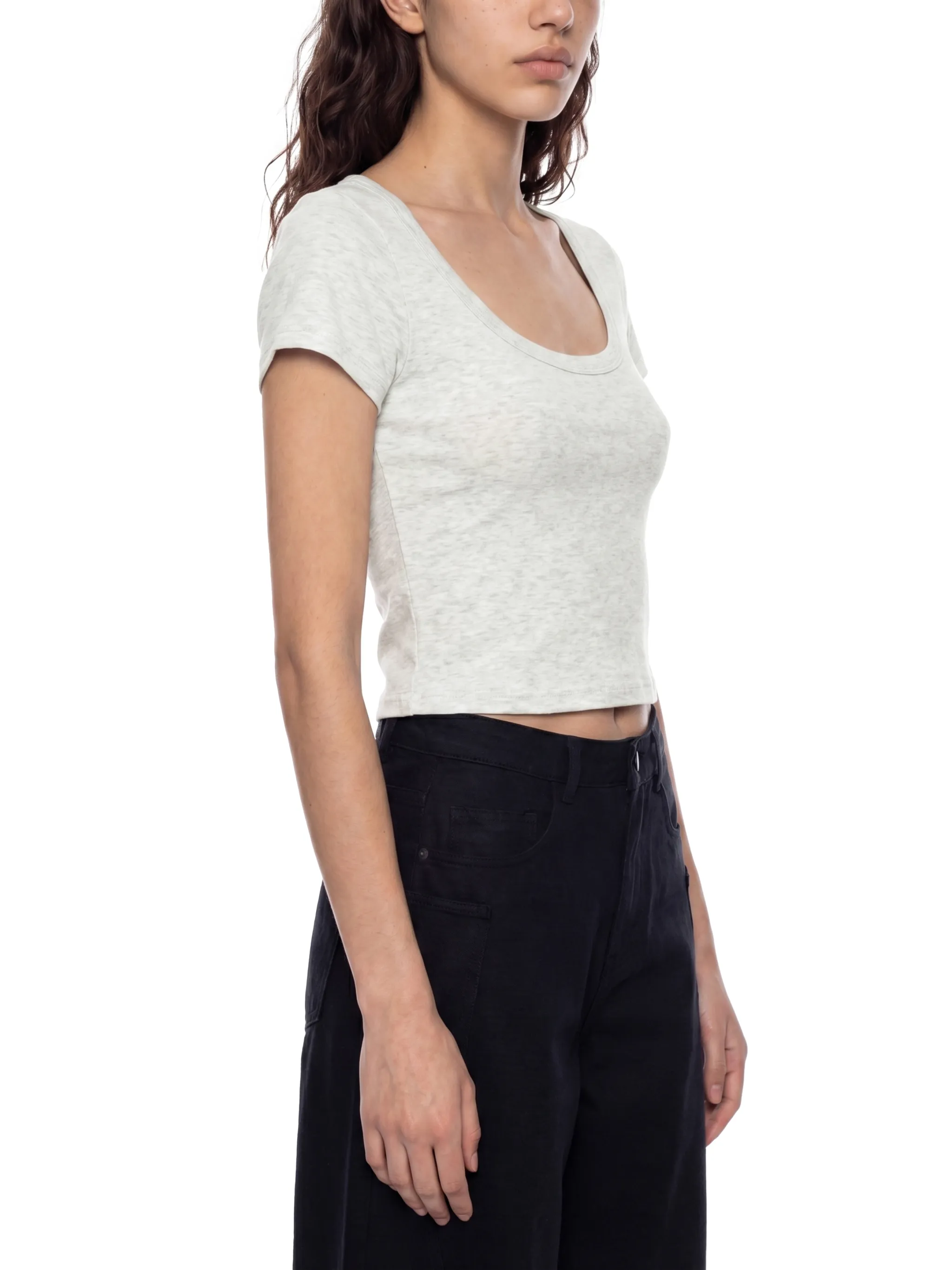 Women's Solid Color Slim Crop T-Shirt