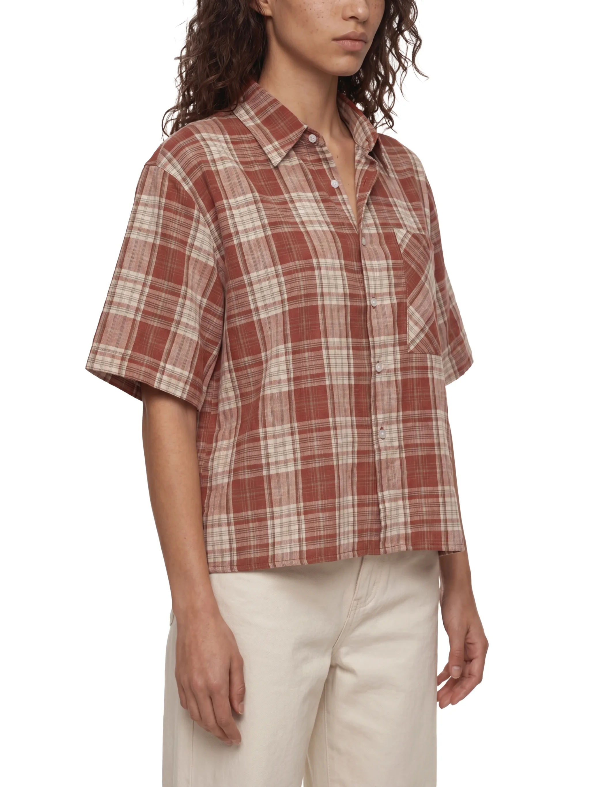 Unisex Plaid Boxy Short Sleeve Shirt