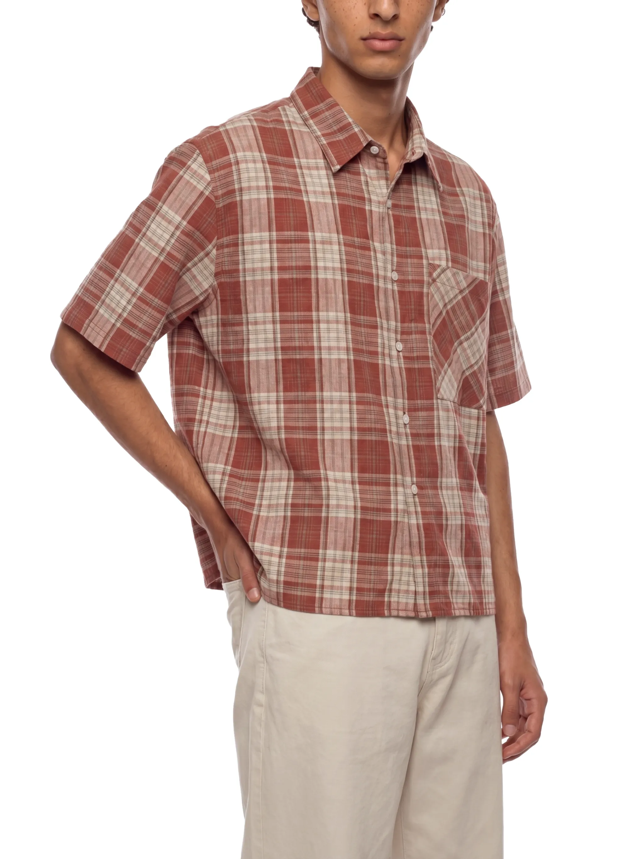 Unisex Plaid Boxy Short Sleeve Shirt