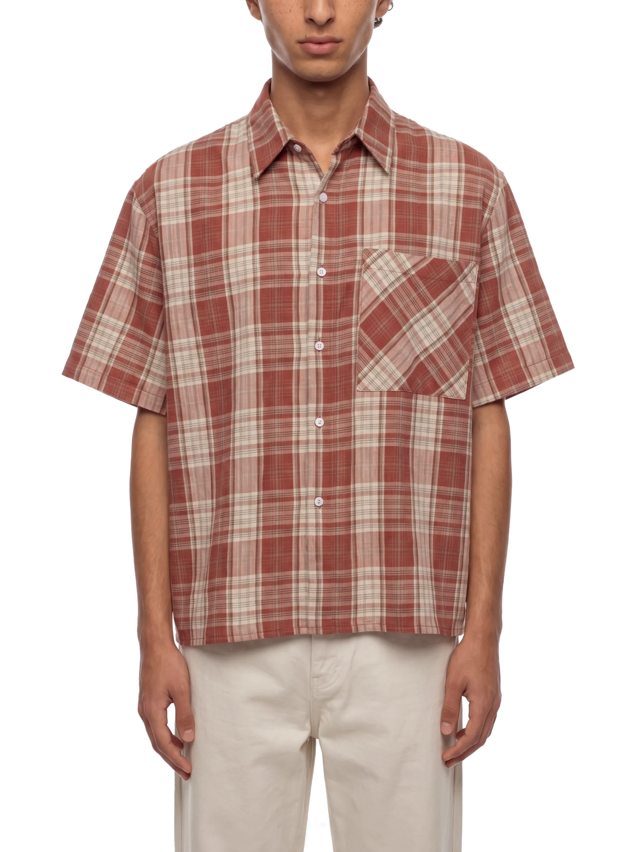 Unisex Plaid Boxy Short Sleeve Shirt