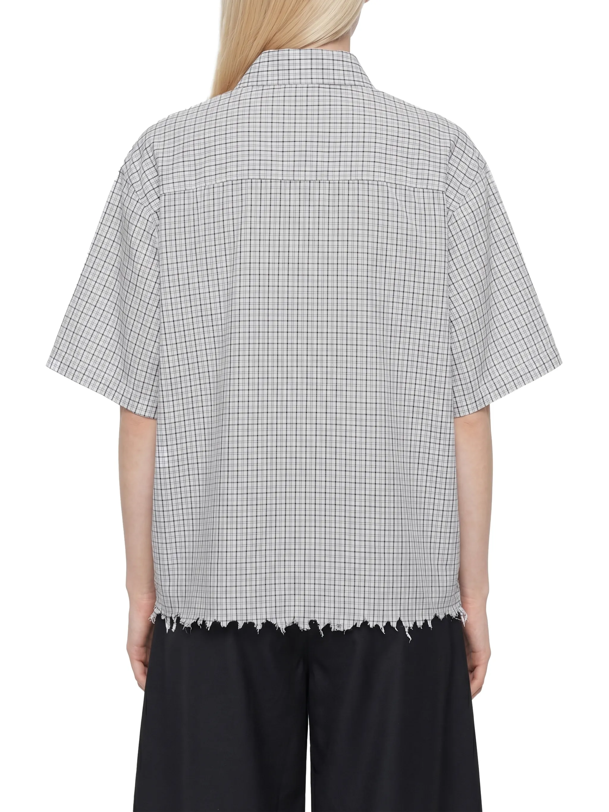Unisex Distressed Plaid Boxy Shirt