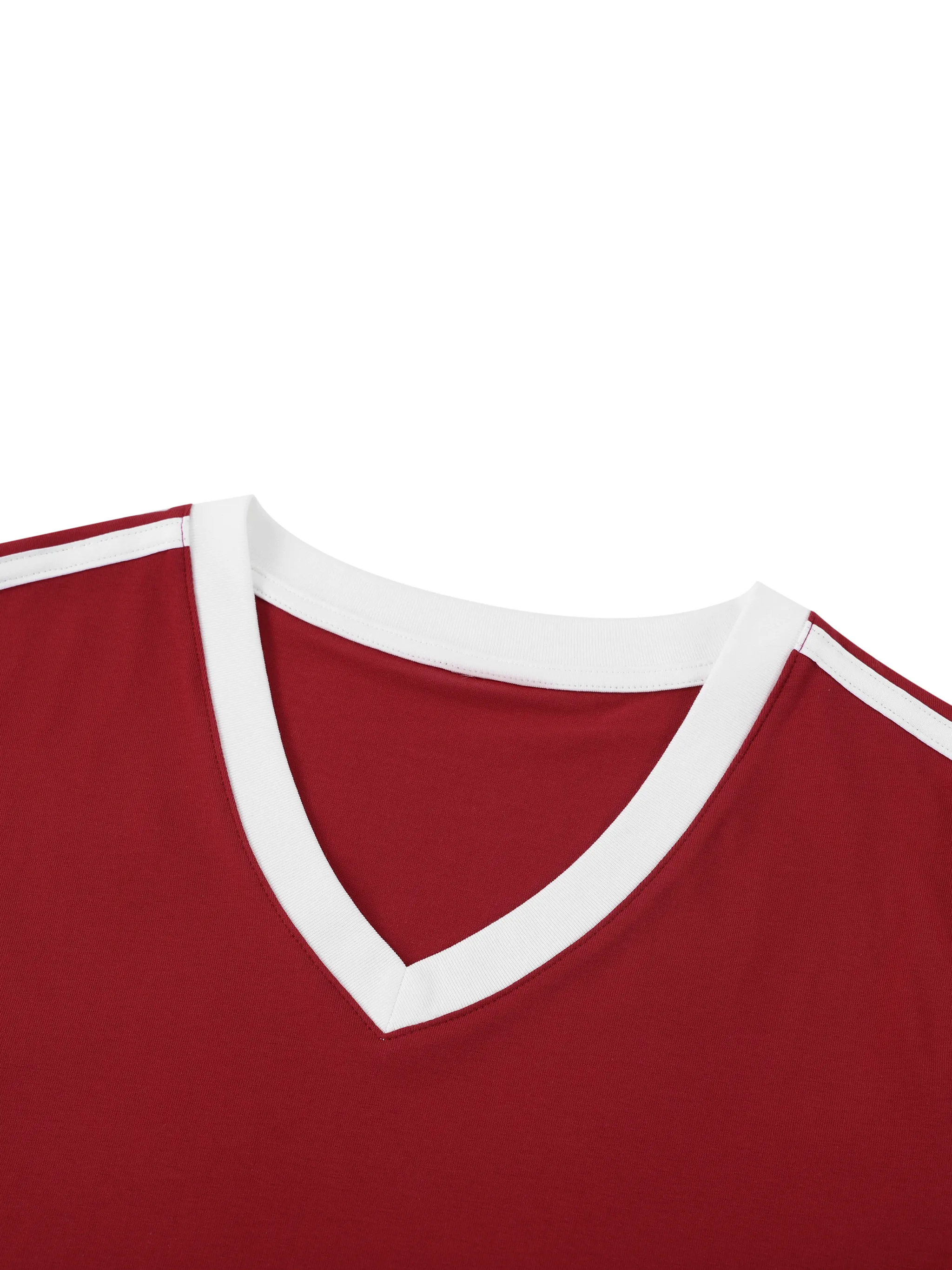 Women's Retro Binding V-Neck Crop T-Shirt