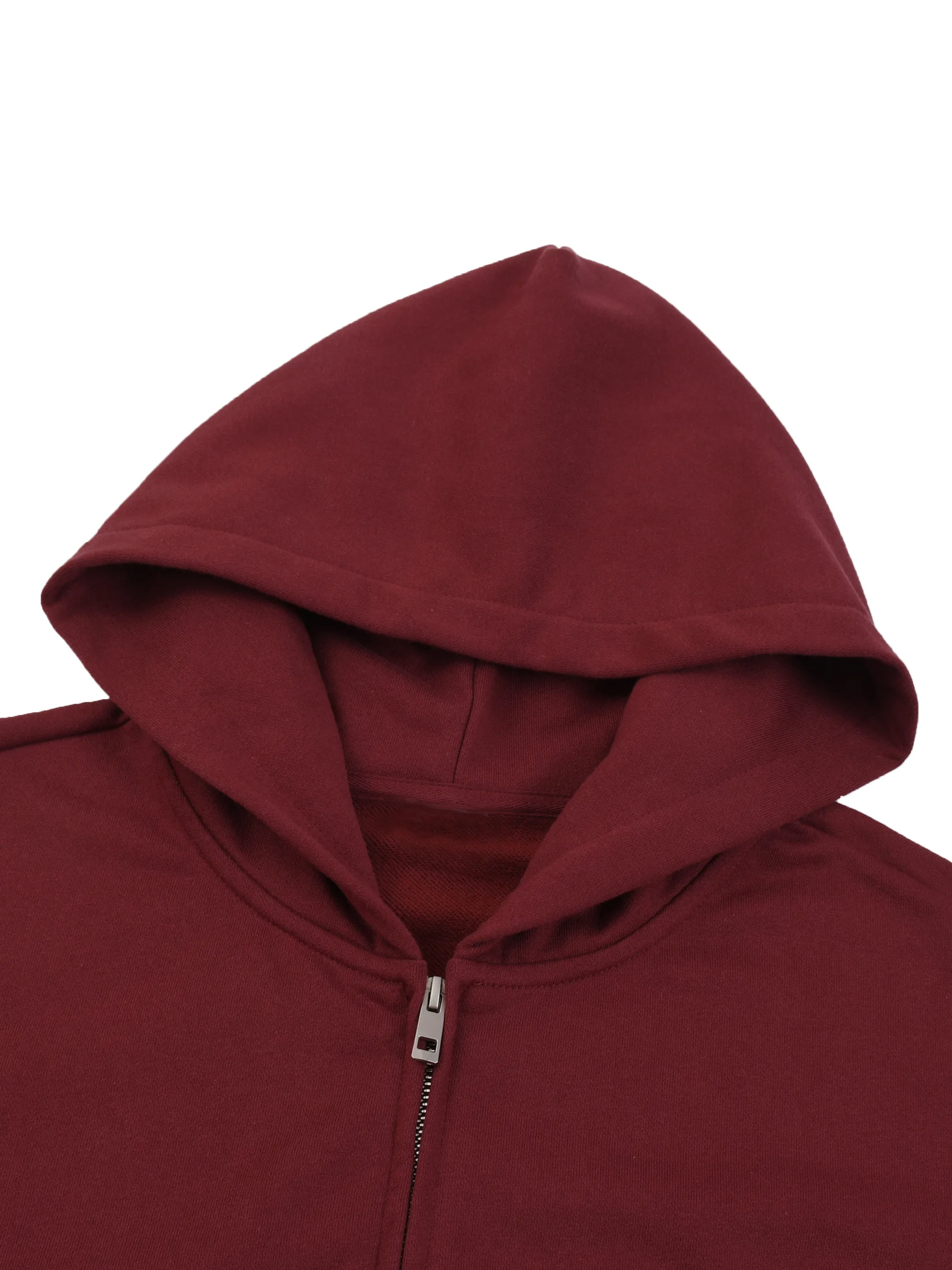Unisex Loose Solid Full Zip Hoodie