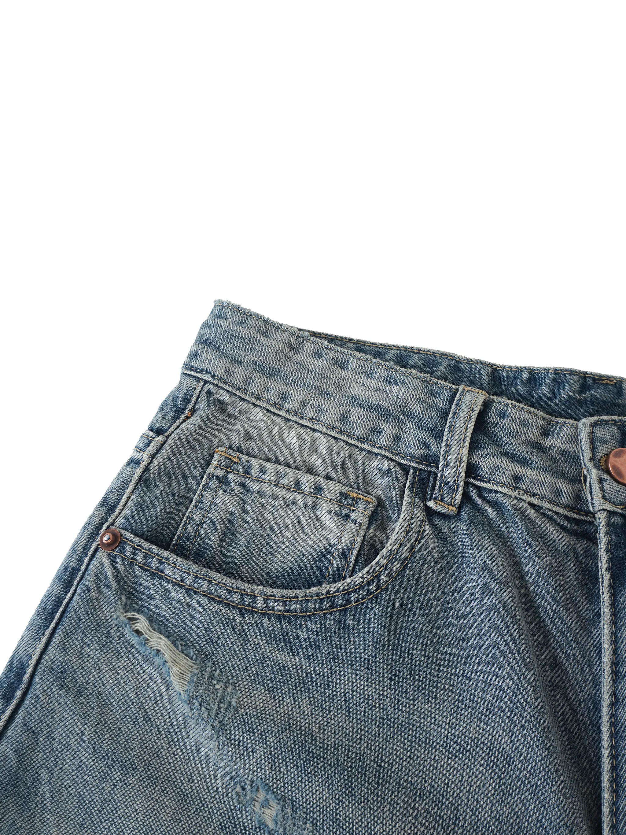 Men's Distressed Barrel Leg Jeans