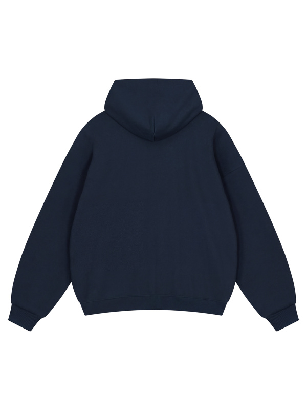 Unisex Loose Solid Full Zip Hoodie