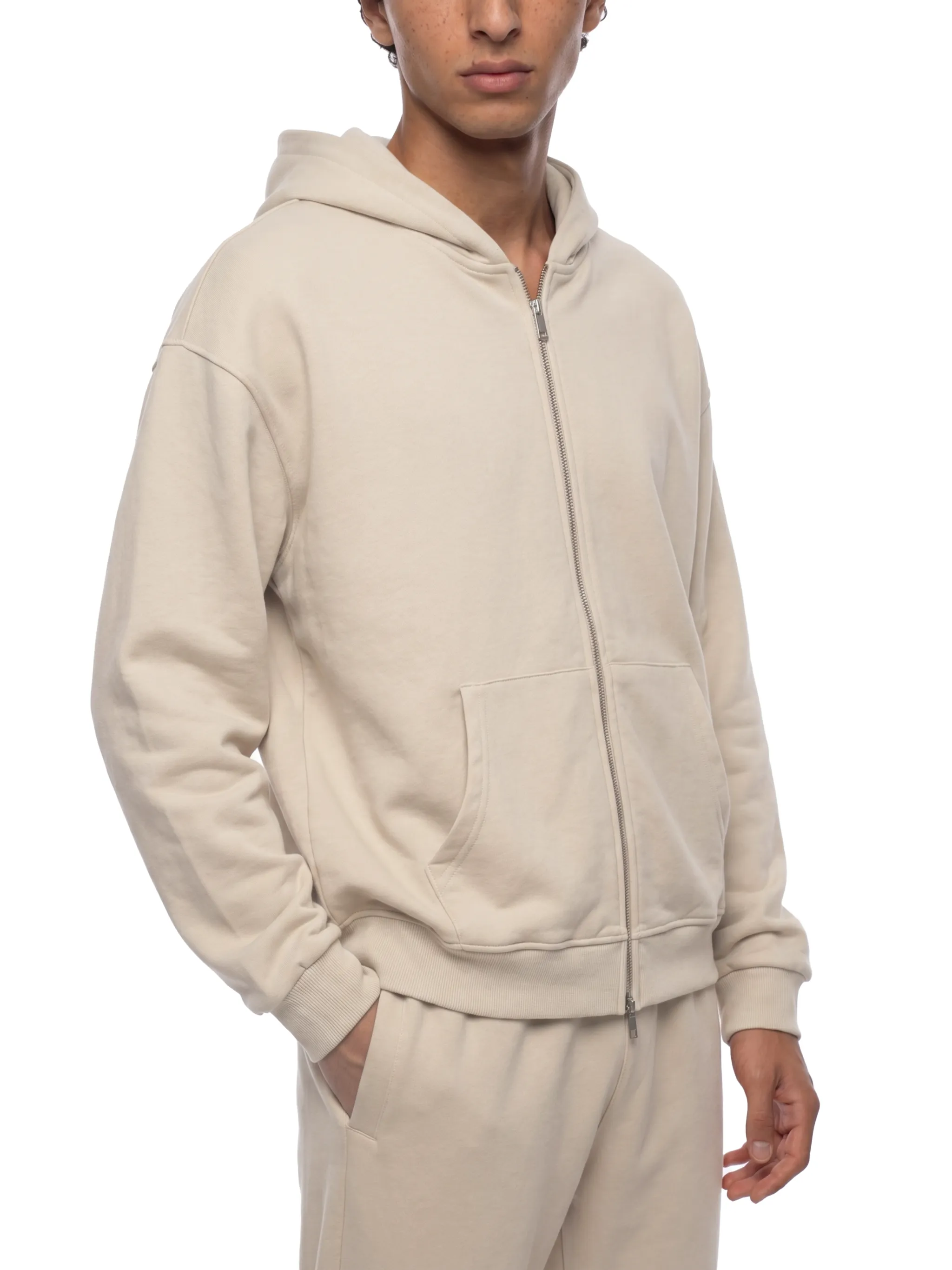 Unisex Loose Solid Full Zip Hoodie