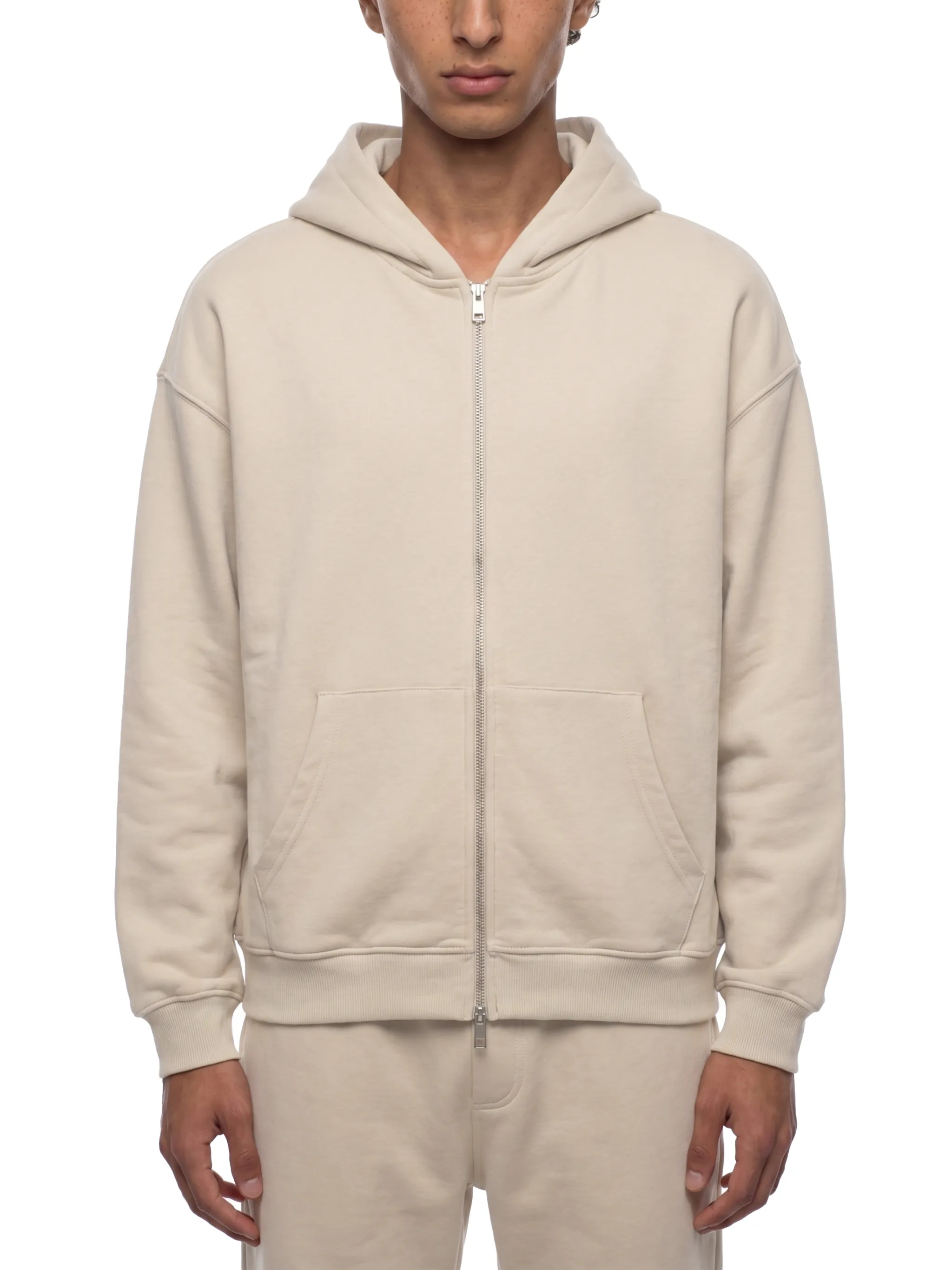 Unisex Loose Solid Full Zip Hoodie