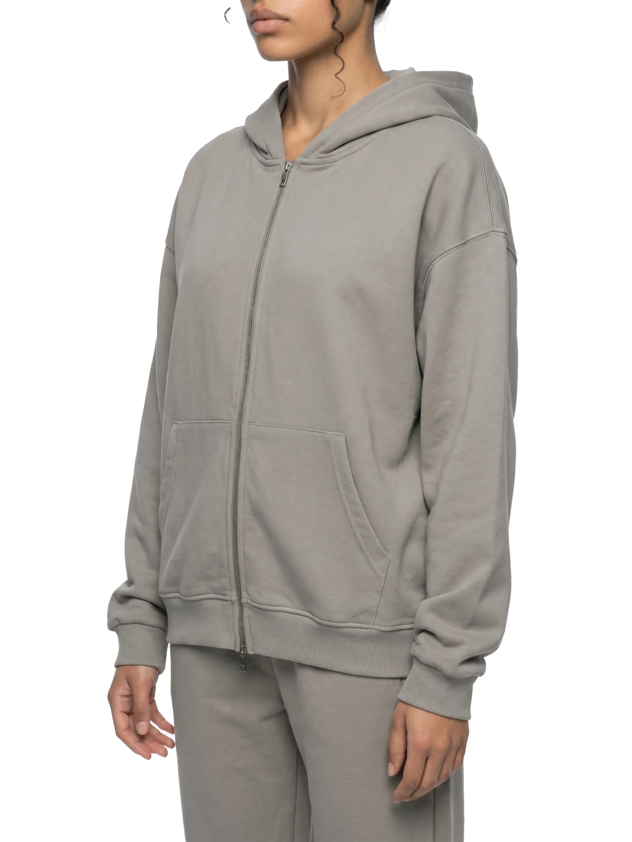 Unisex Loose Solid Full Zip Hoodie