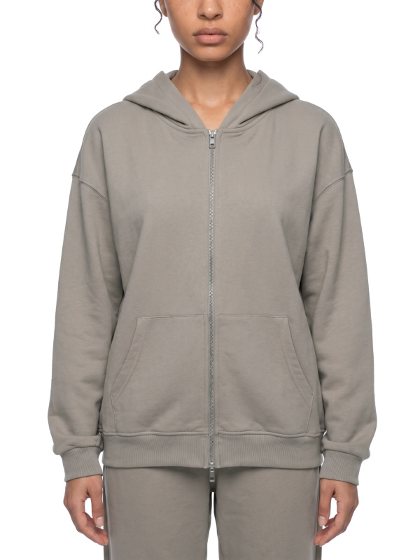 Unisex Loose Solid Full Zip Hoodie