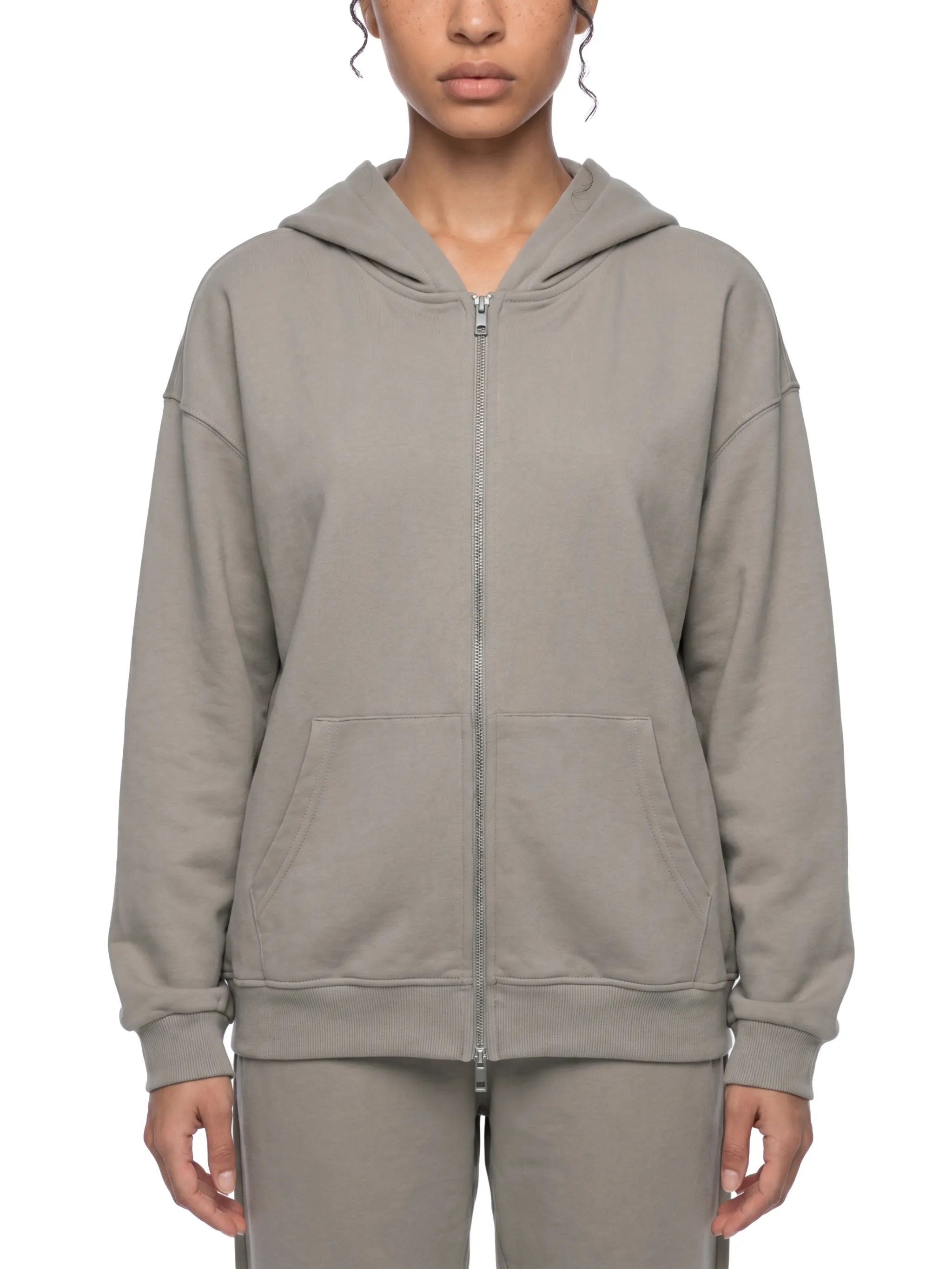 Unisex Loose Solid Full Zip Hoodie