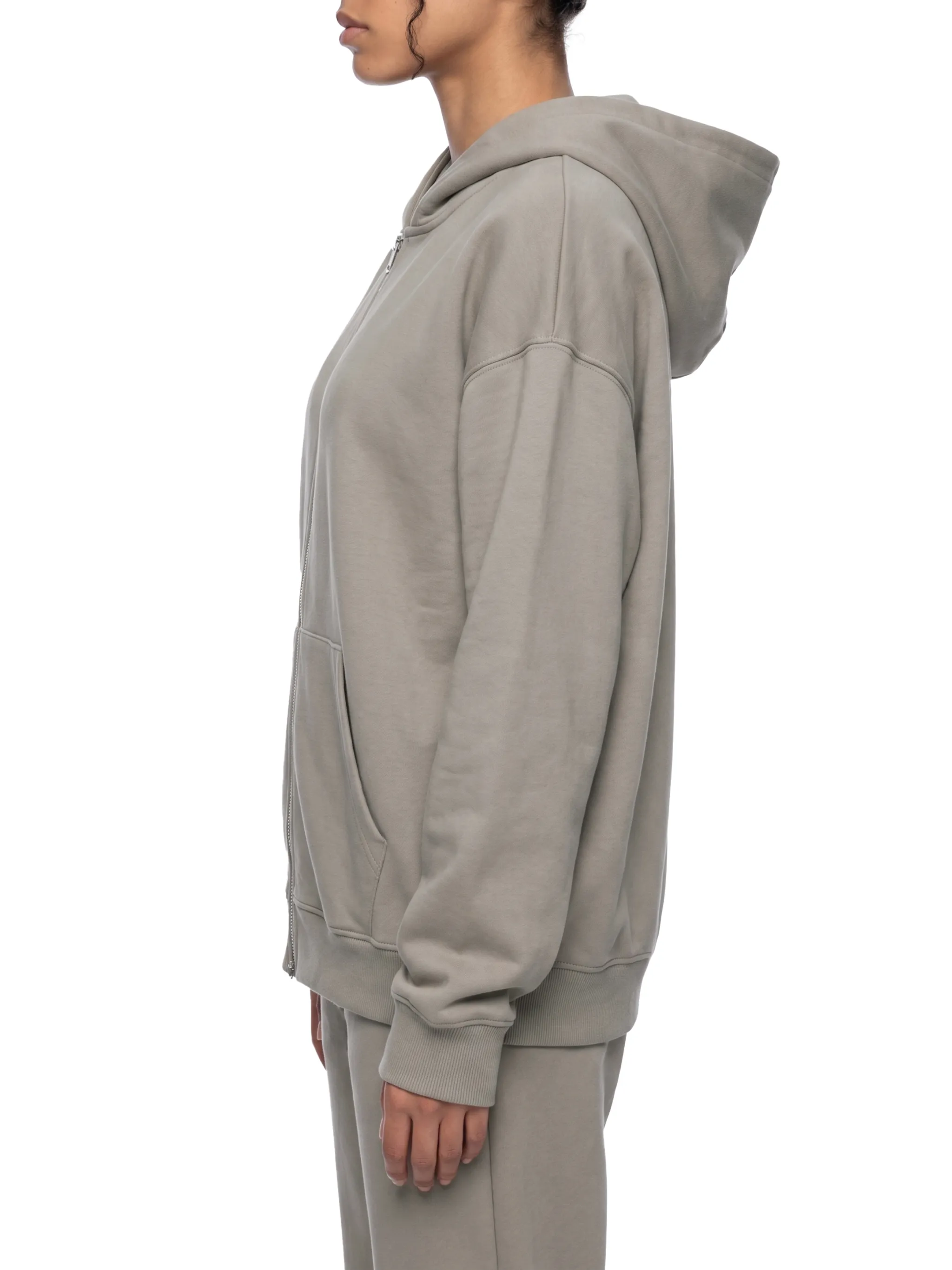 Unisex Loose Solid Full Zip Hoodie