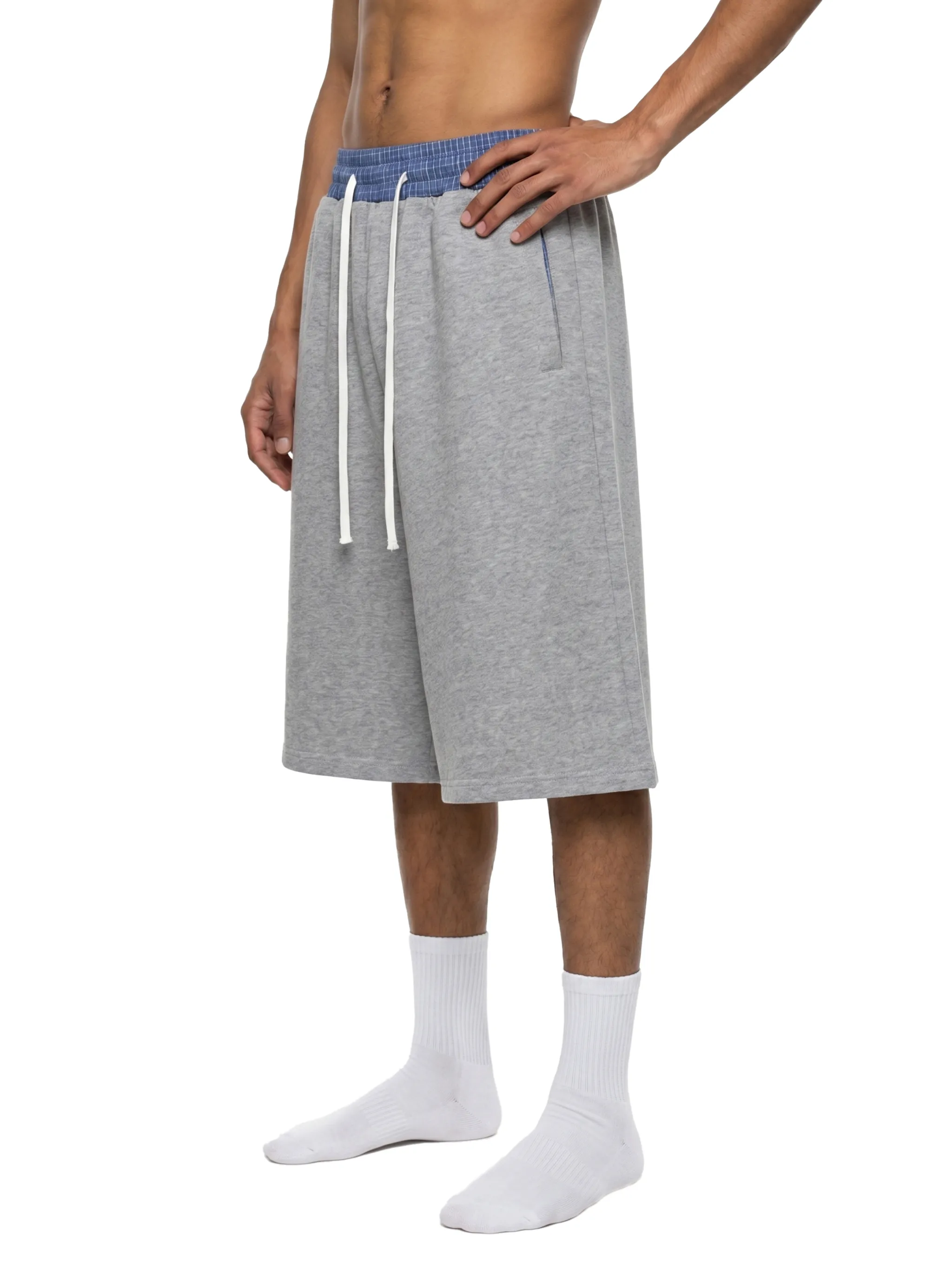 Unisex Plaid Waistband Shorts