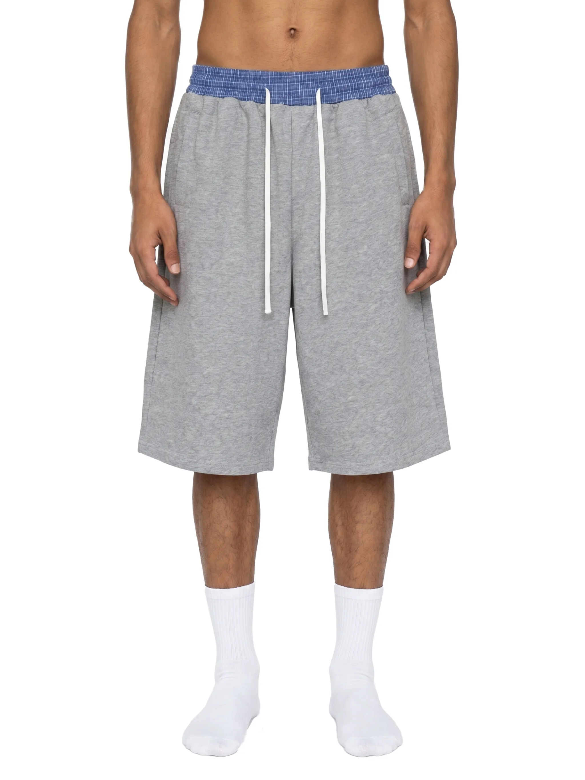 Unisex Plaid Waistband Shorts