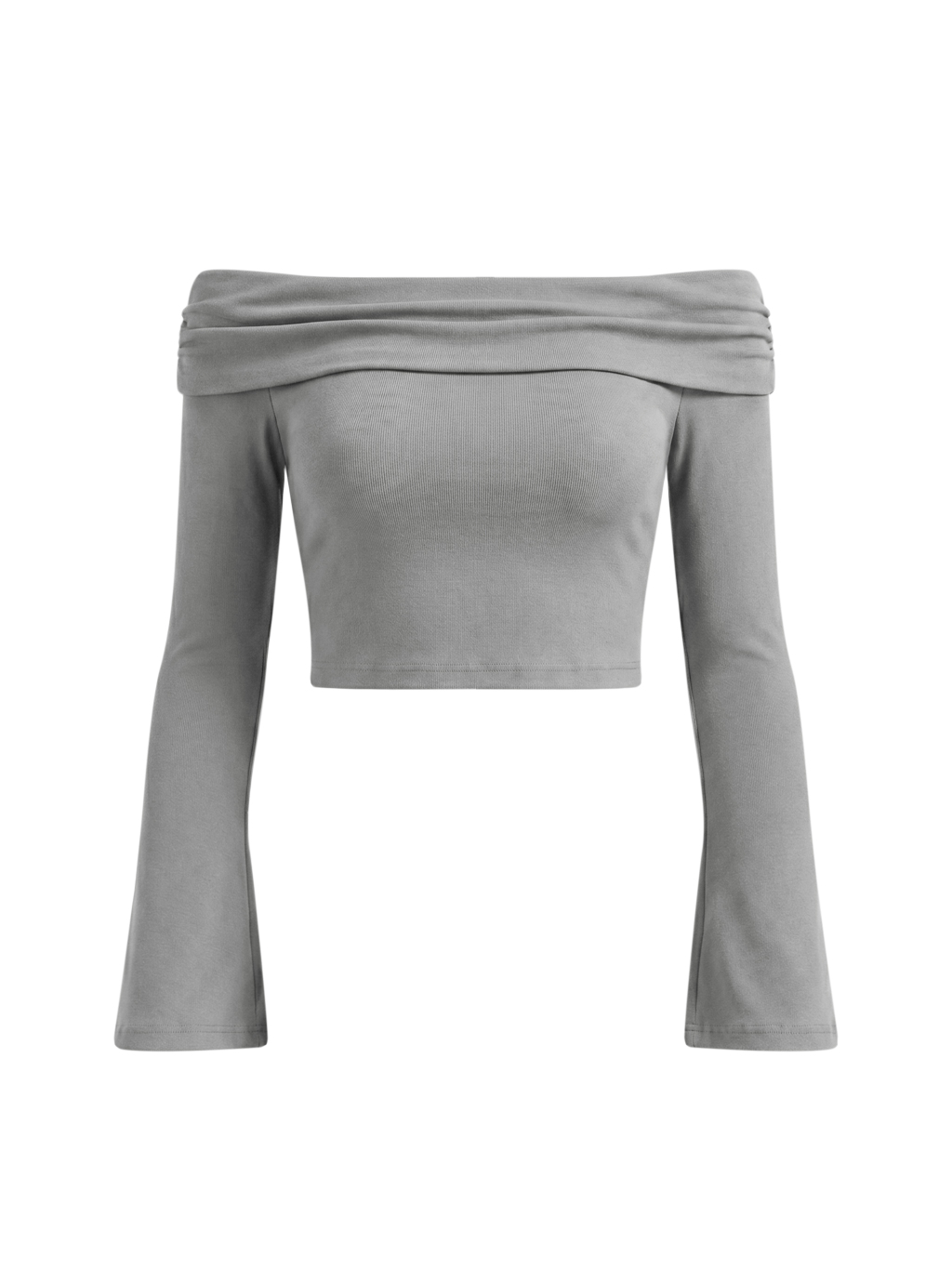 Women's Off-the-Shoulder Bell Sleeve Crop T-Shirt - Main Image