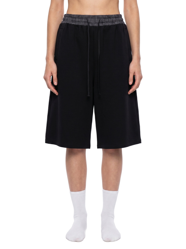 Unisex Plaid Waistband Shorts