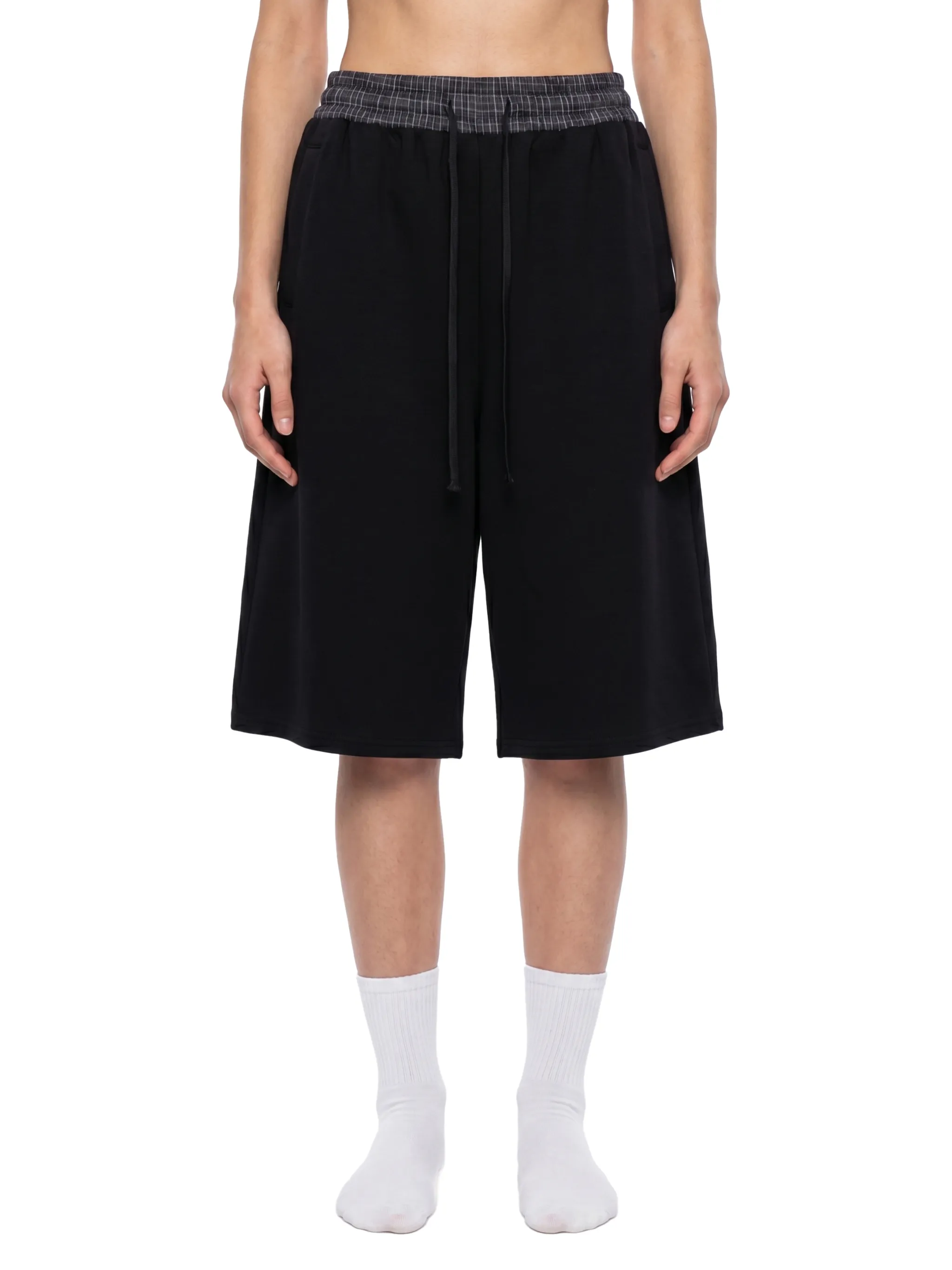 Unisex Plaid Waistband Shorts