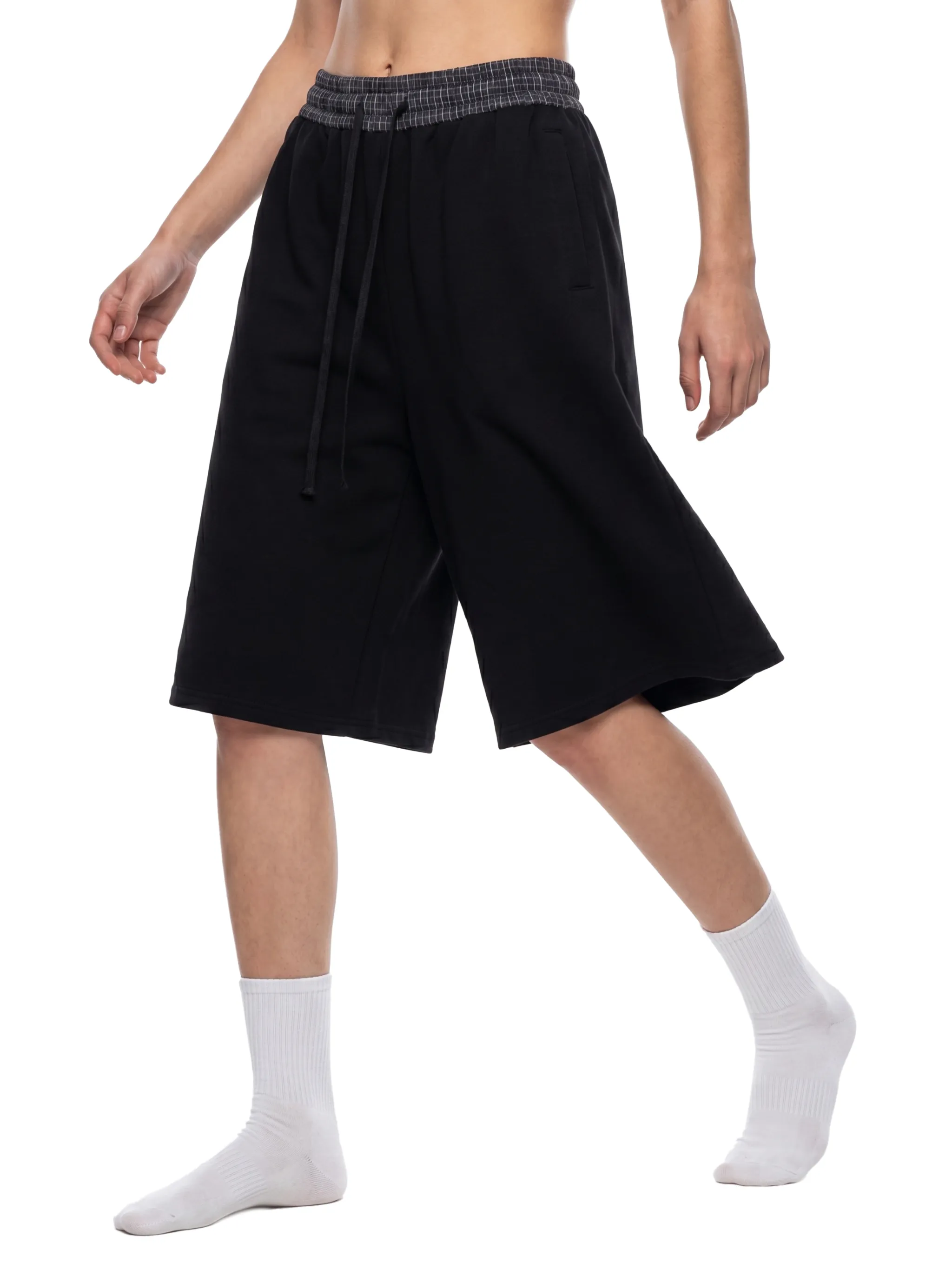 Unisex Plaid Waistband Shorts