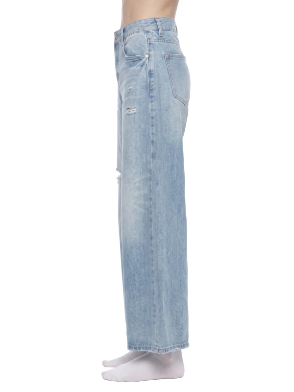 Women's Vintage Wash Distressed Wide Leg Jeans