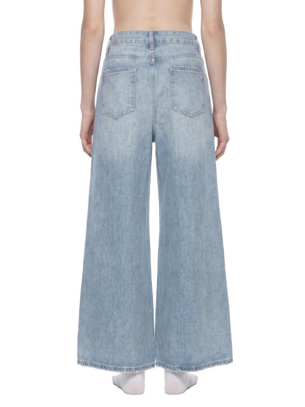 Women's Vintage Wash Distressed Wide Leg Jeans