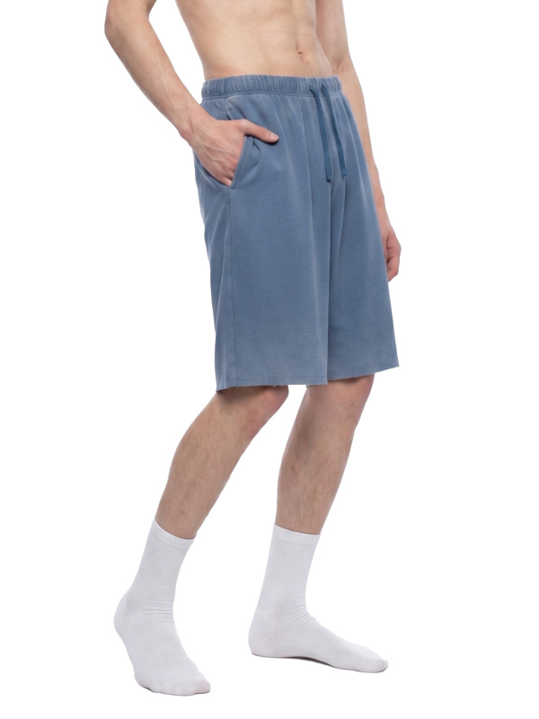Unisex Vintage Wash Sunfade Waffle Raw Hem Shorts