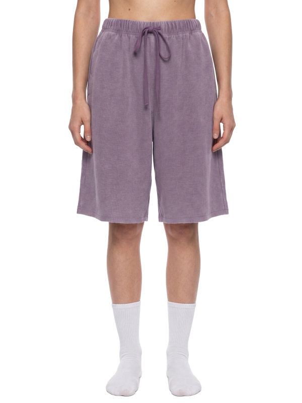 Unisex Vintage Wash Sunfade Waffle Raw Hem Shorts